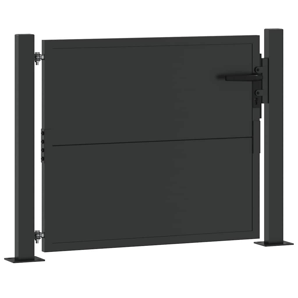 Hageport med lås Svart 110 x 105 cm Pulverlakkert stål