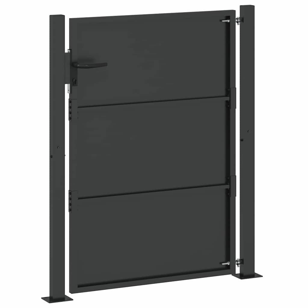 Hageport med lås Svart 110 x 155 cm Pulverlakkert stål