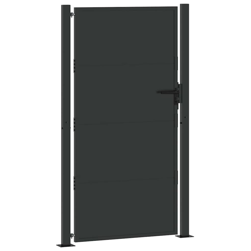 Hageport med lås Svart 110 x 180 cm Pulverlakkert stål