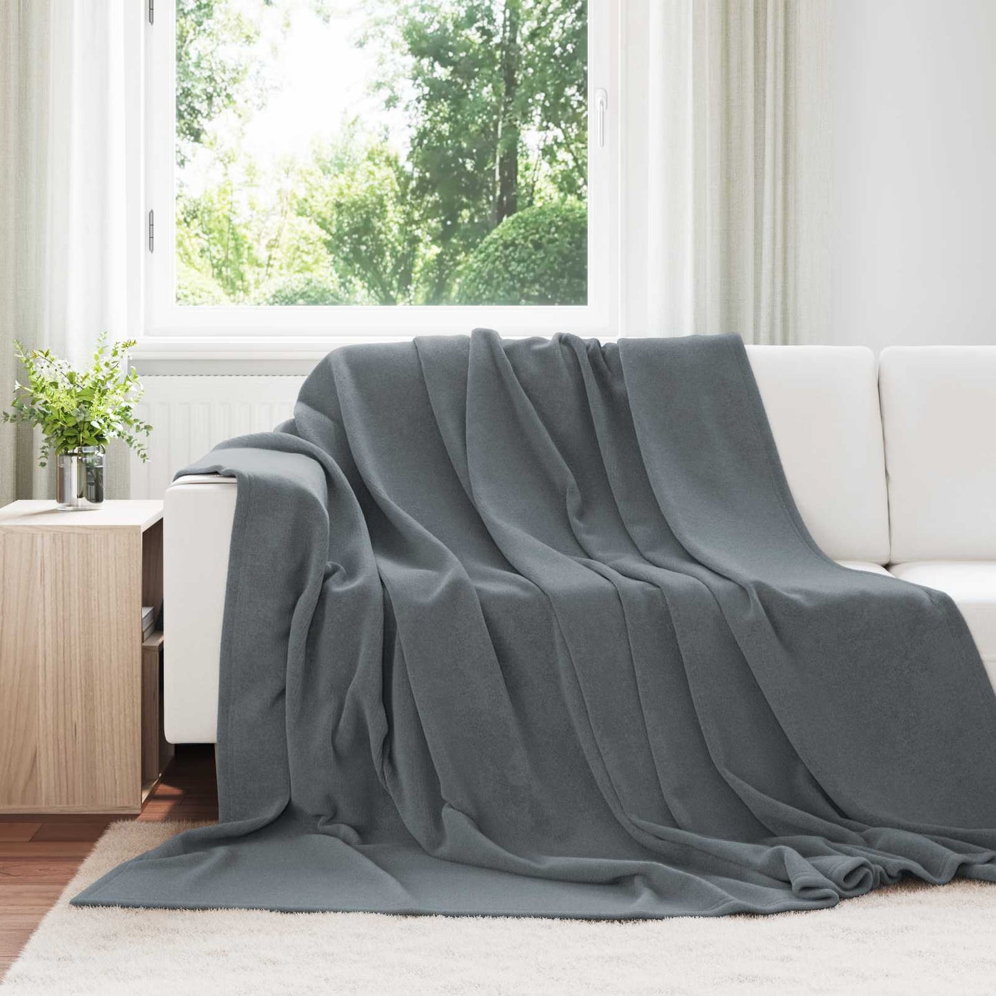 Kastteppe Mørkegrå 240 x 270 cm Fleece