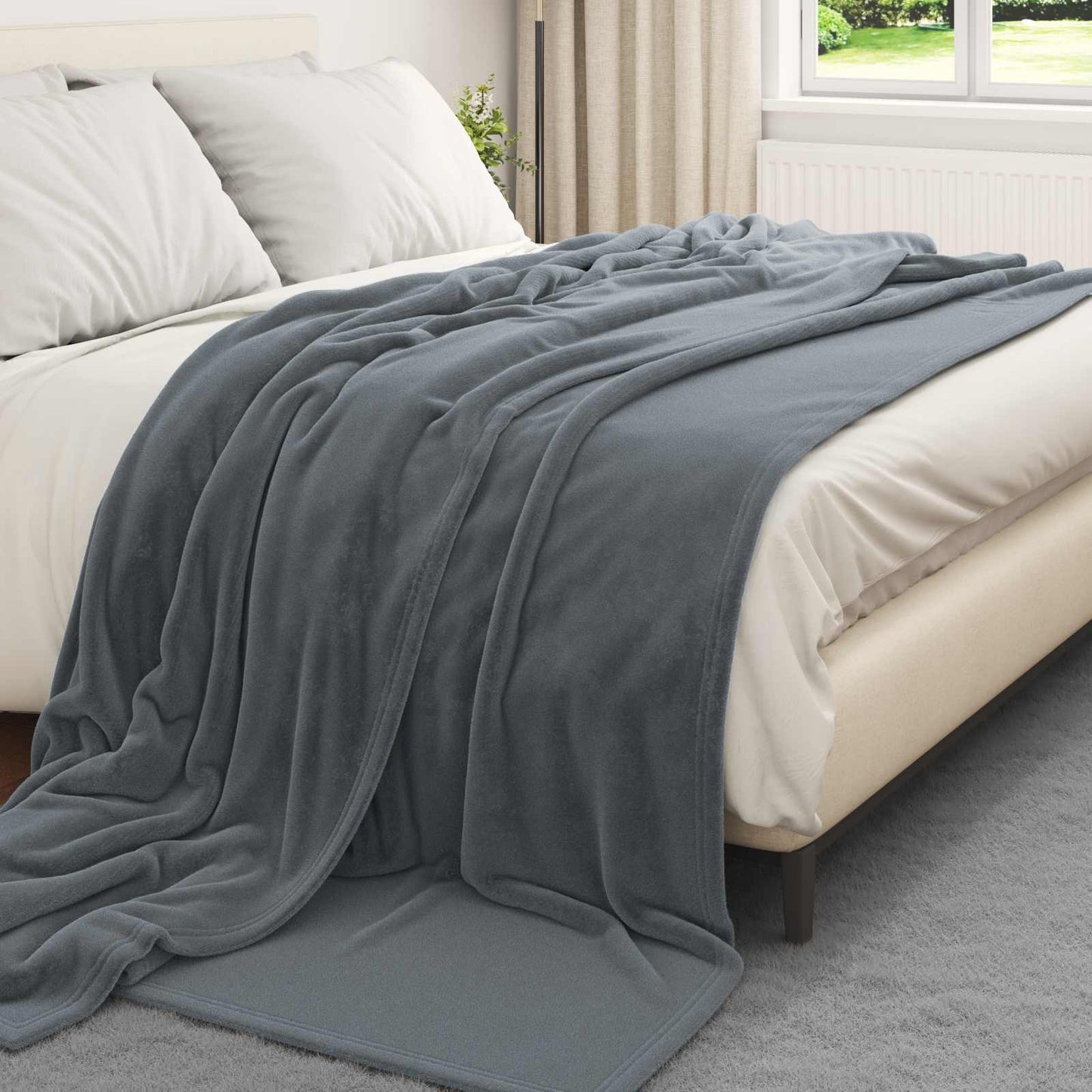 Kastteppe Mørkegrå 240 x 270 cm Fleece