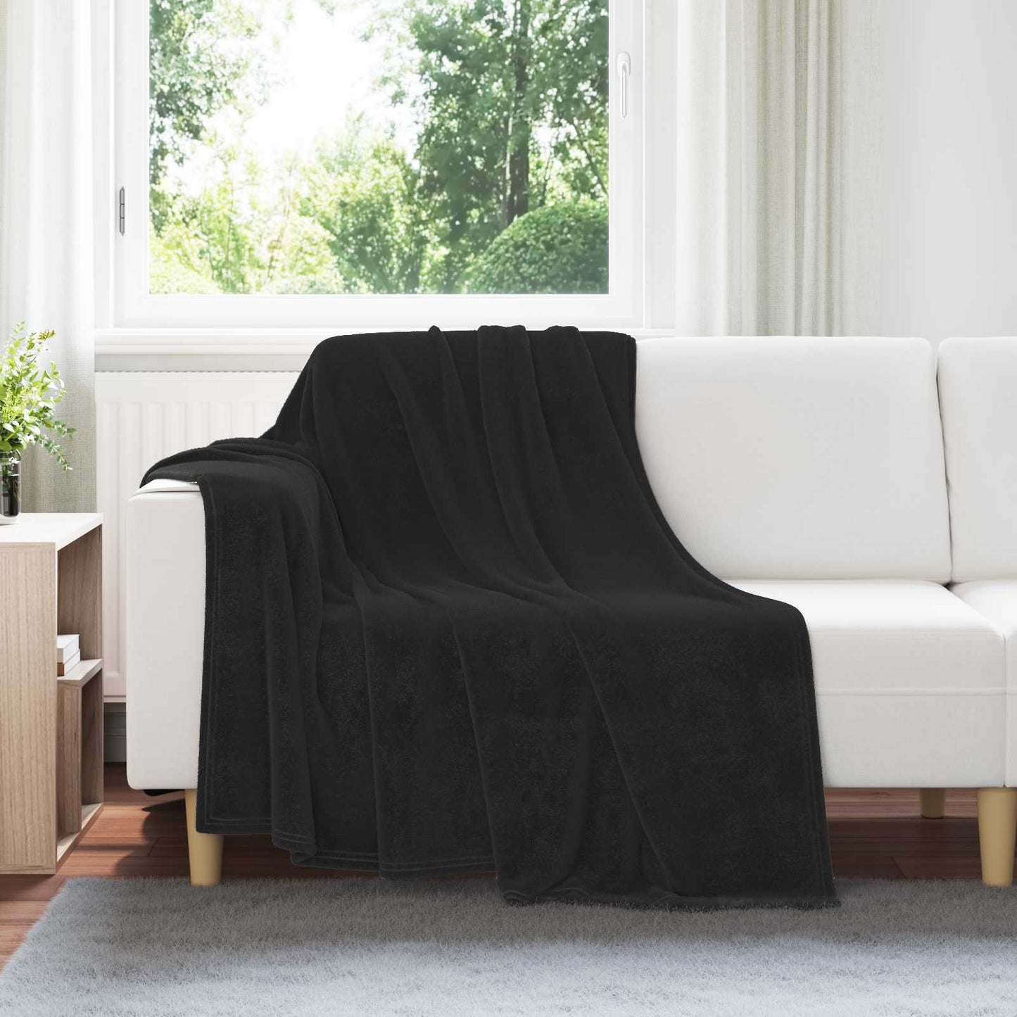 Kastteppe Svart 150 x 200 cm Fleece vidaXL