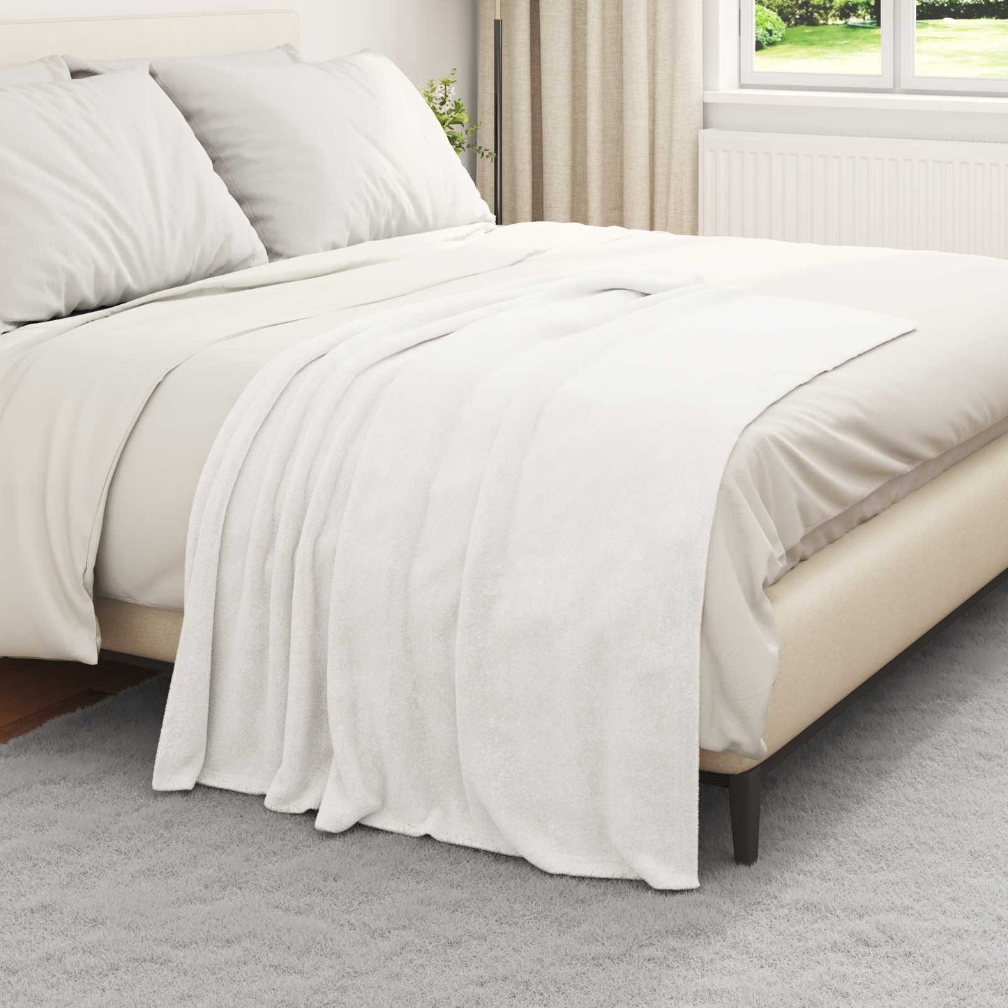 Kastepledd 6 pcs Hvit 130 x 150 cm Fleece