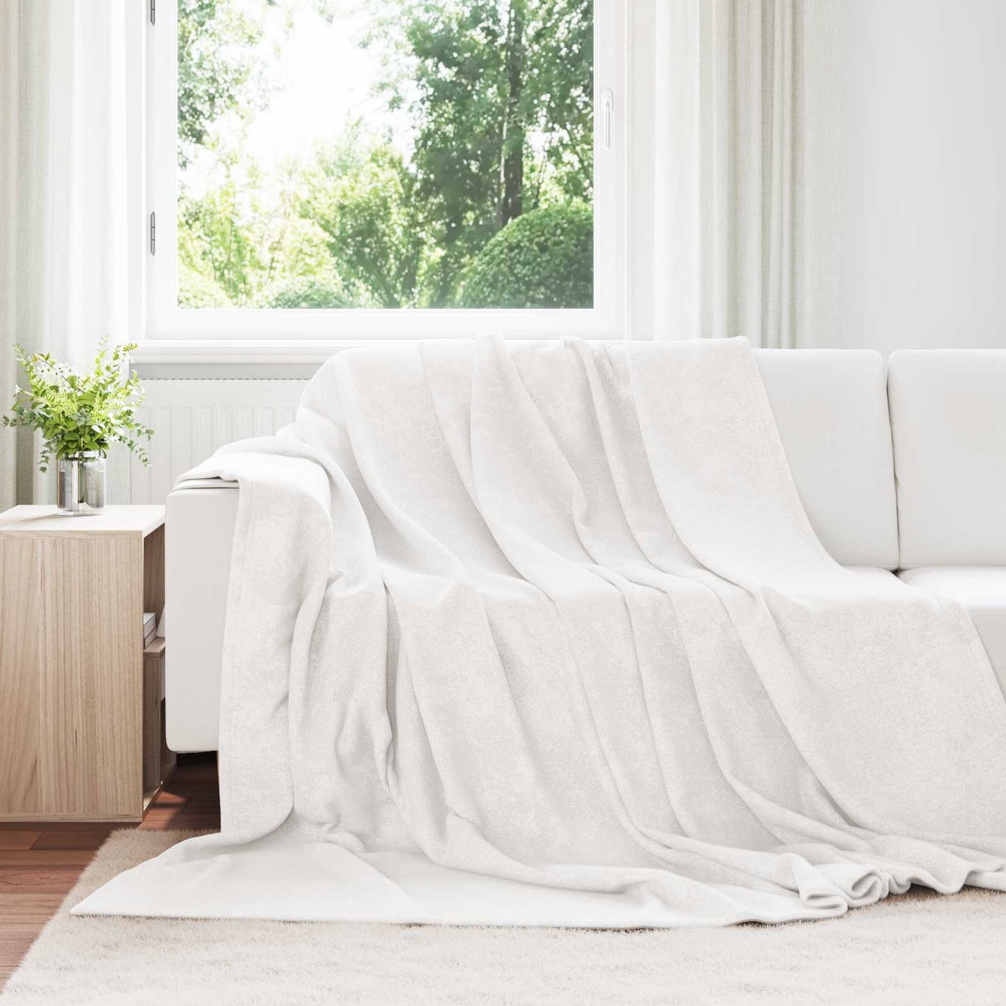 Kastepledd 6 pcs Hvit 240 x 270 cm Fleece