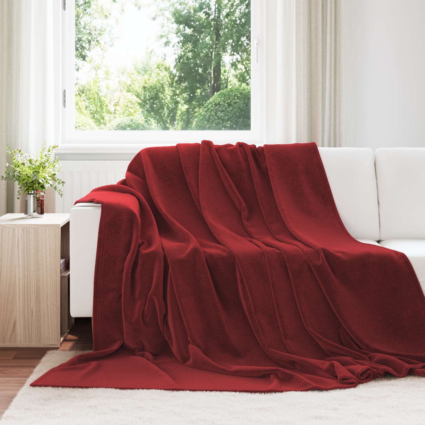 Kastepledd 6 pcs Bordeaux Rød 220 x 240 cm Fleece