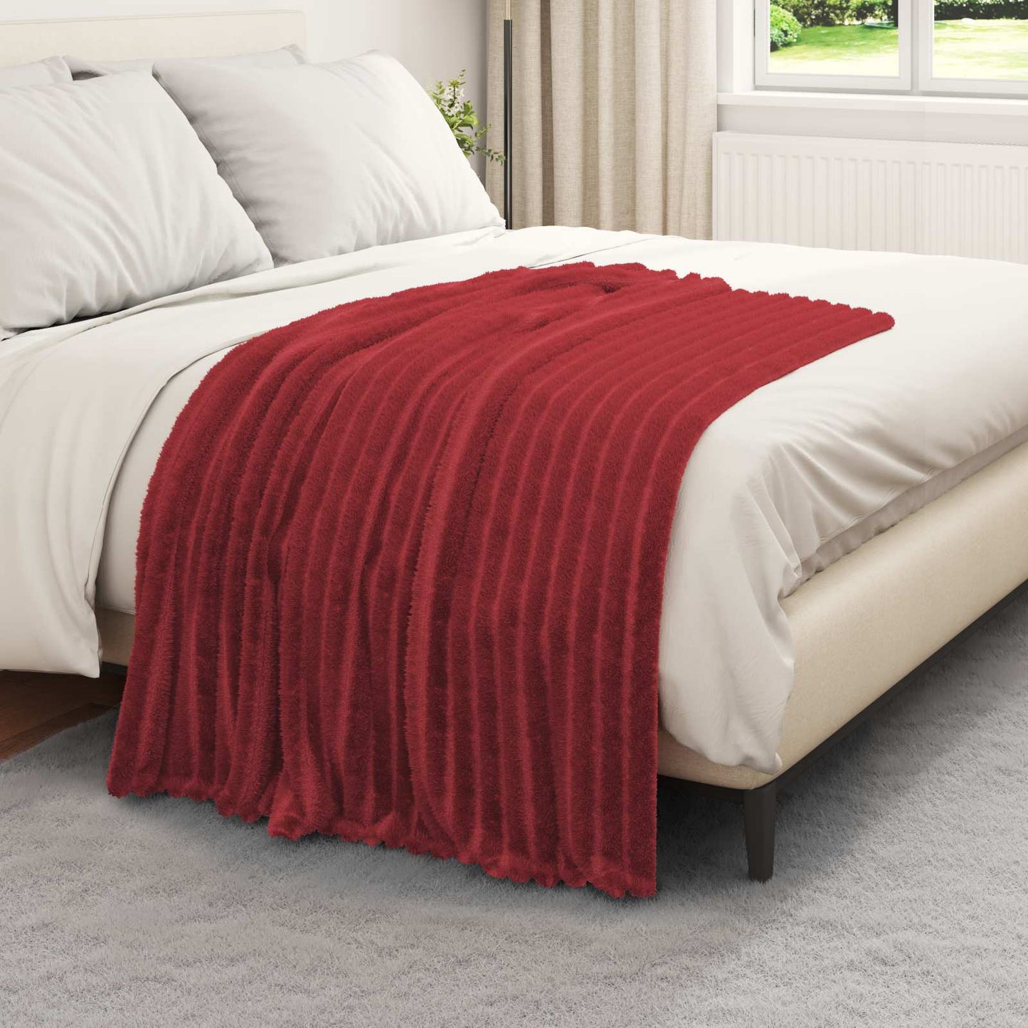Kastteppe Bordeaux Rød 150 x 130 cm Fleece
