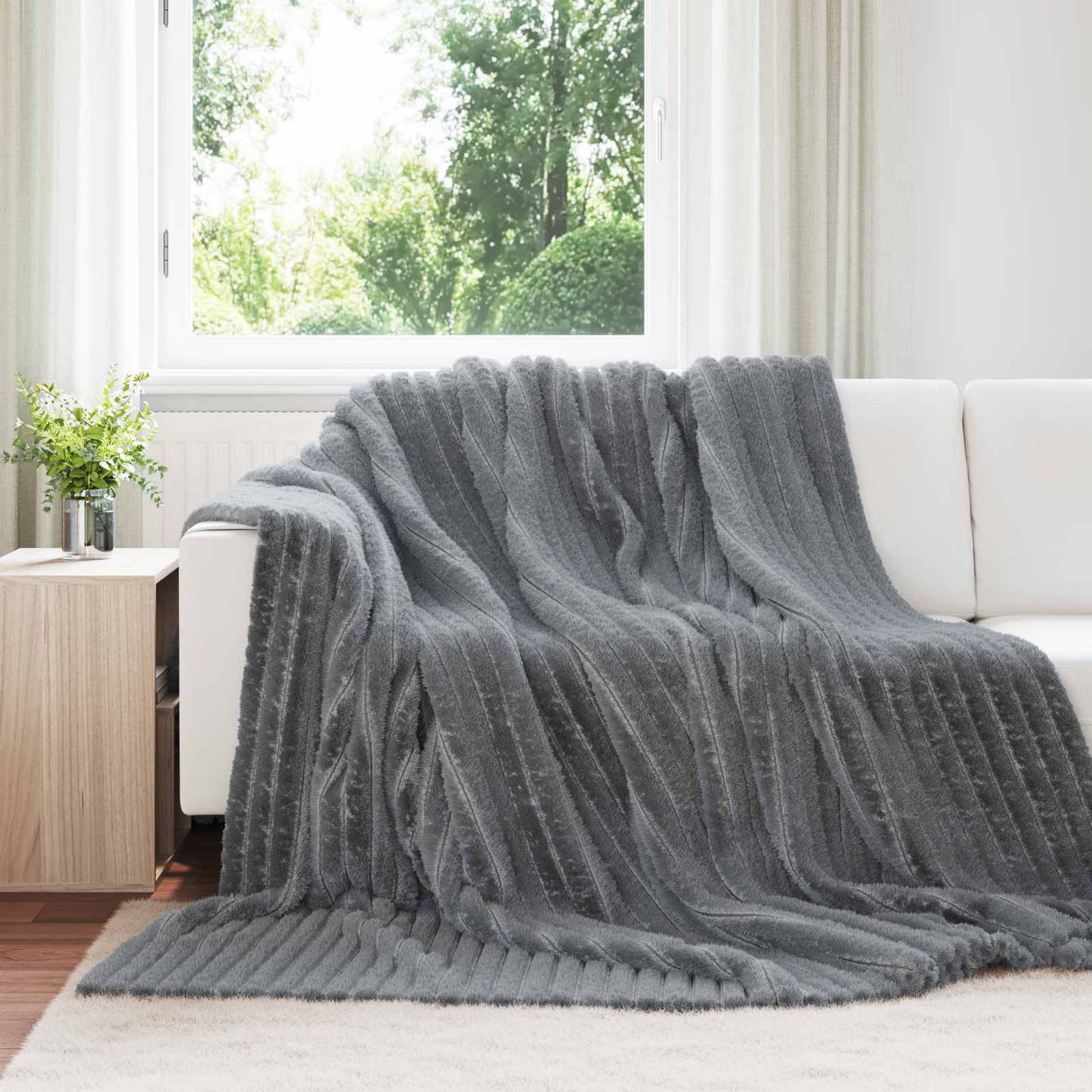Kastepledd 6 pcs Mørkegrå 270 x 240 cm Fleece