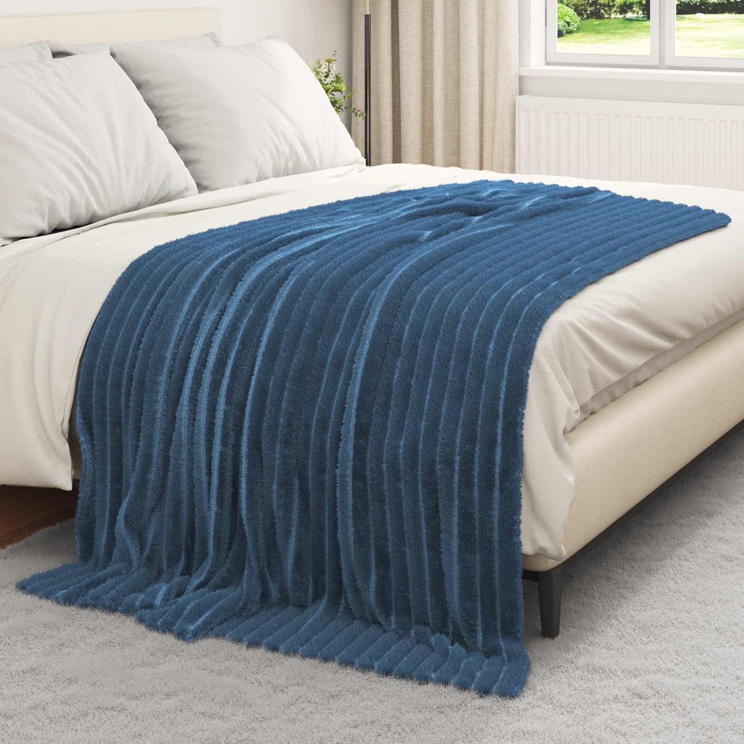 Kastepledd 6 pcs Marineblå 200 x 150 cm Fleece