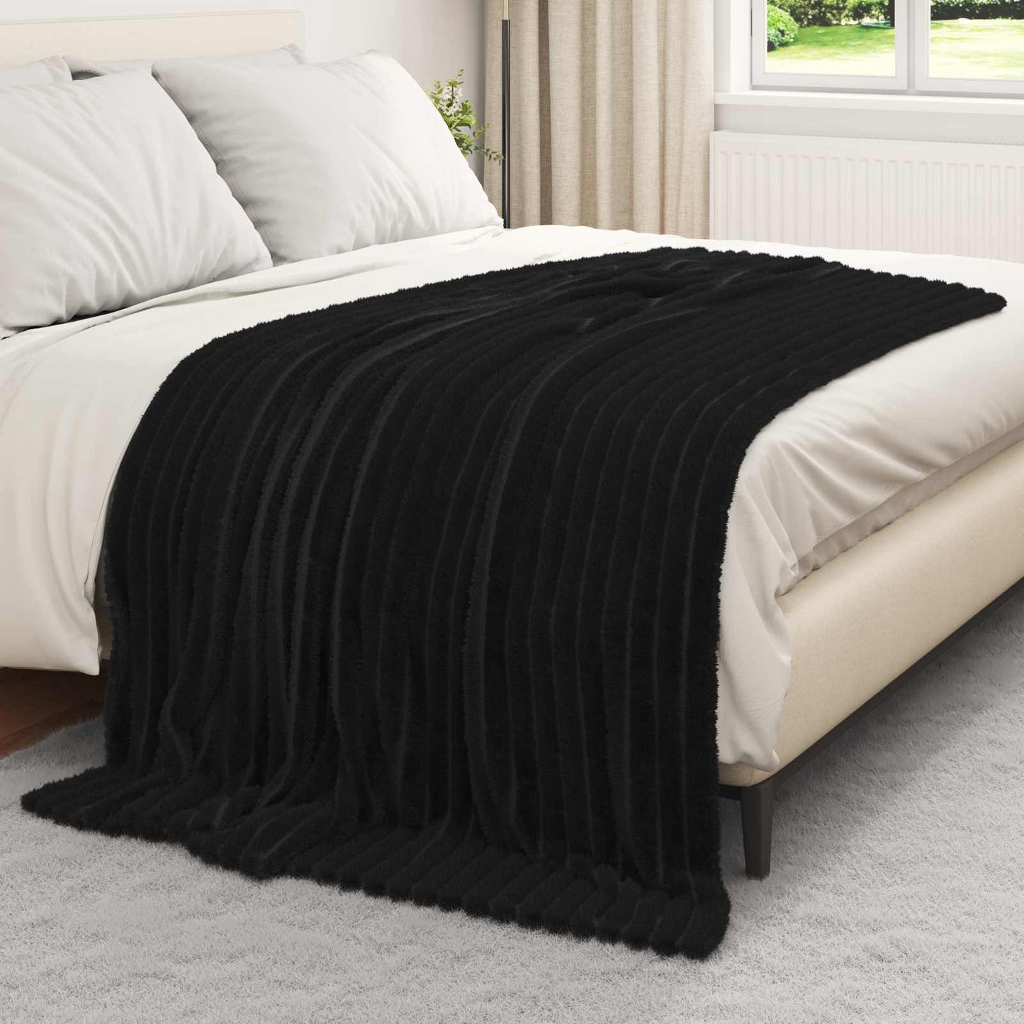 Kastepledd 6 pcs Svart 200 x 150 cm Fleece