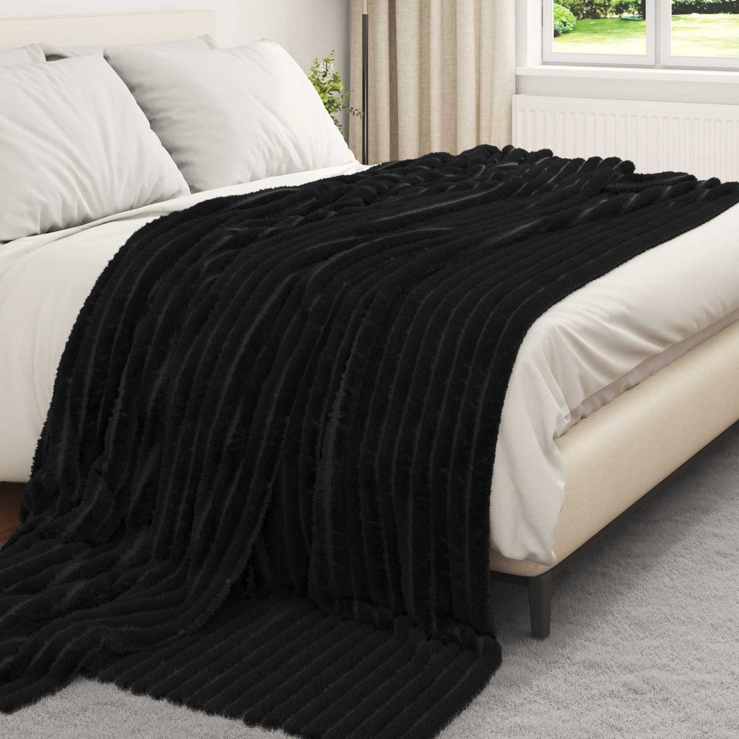 Kastepledd 6 pcs Svart 240 x 220 cm Fleece