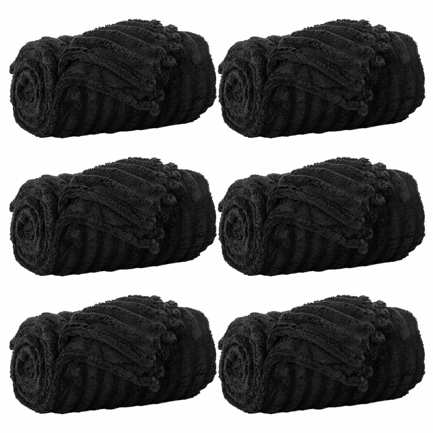Kastepledd 6 pcs Svart 240 x 220 cm Fleece