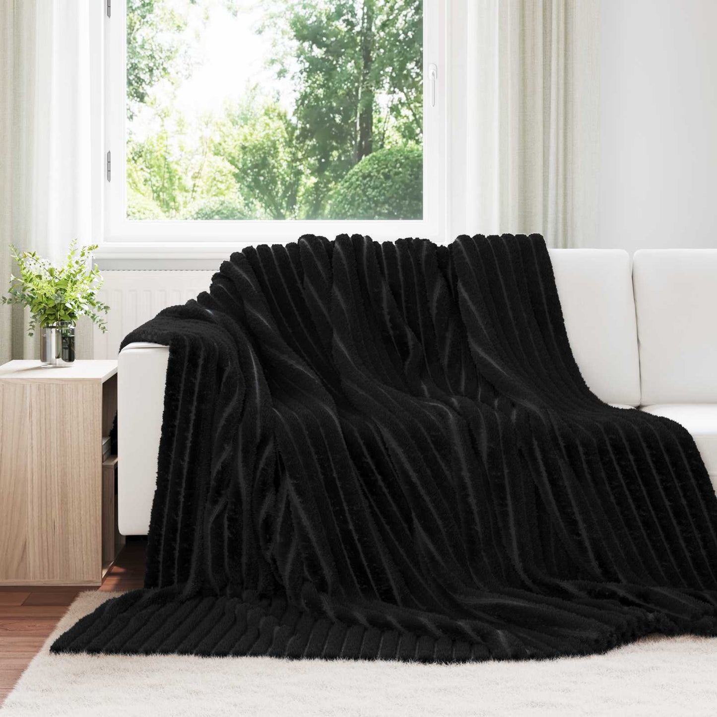 Kastepledd 6 pcs Svart 270 x 240 cm Fleece