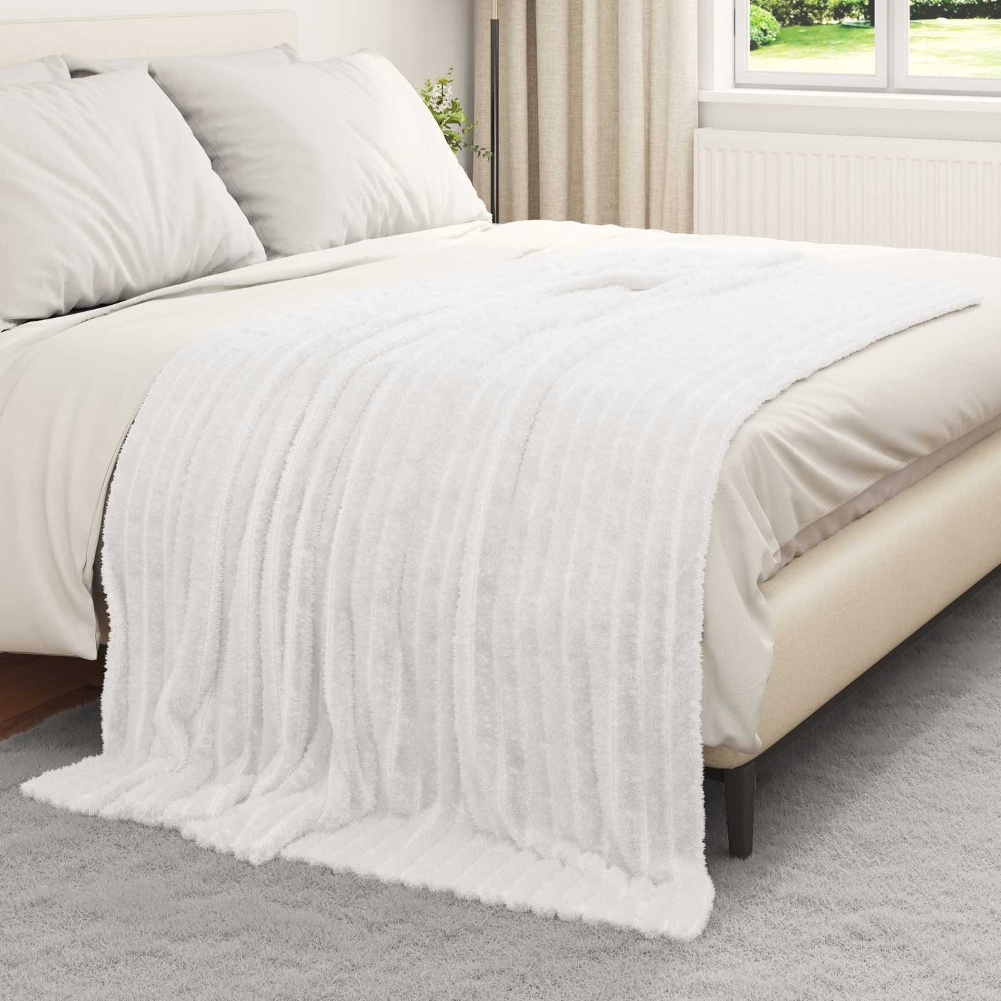 Kastepledd 6 pcs Hvit 200 x 150 cm Fleece