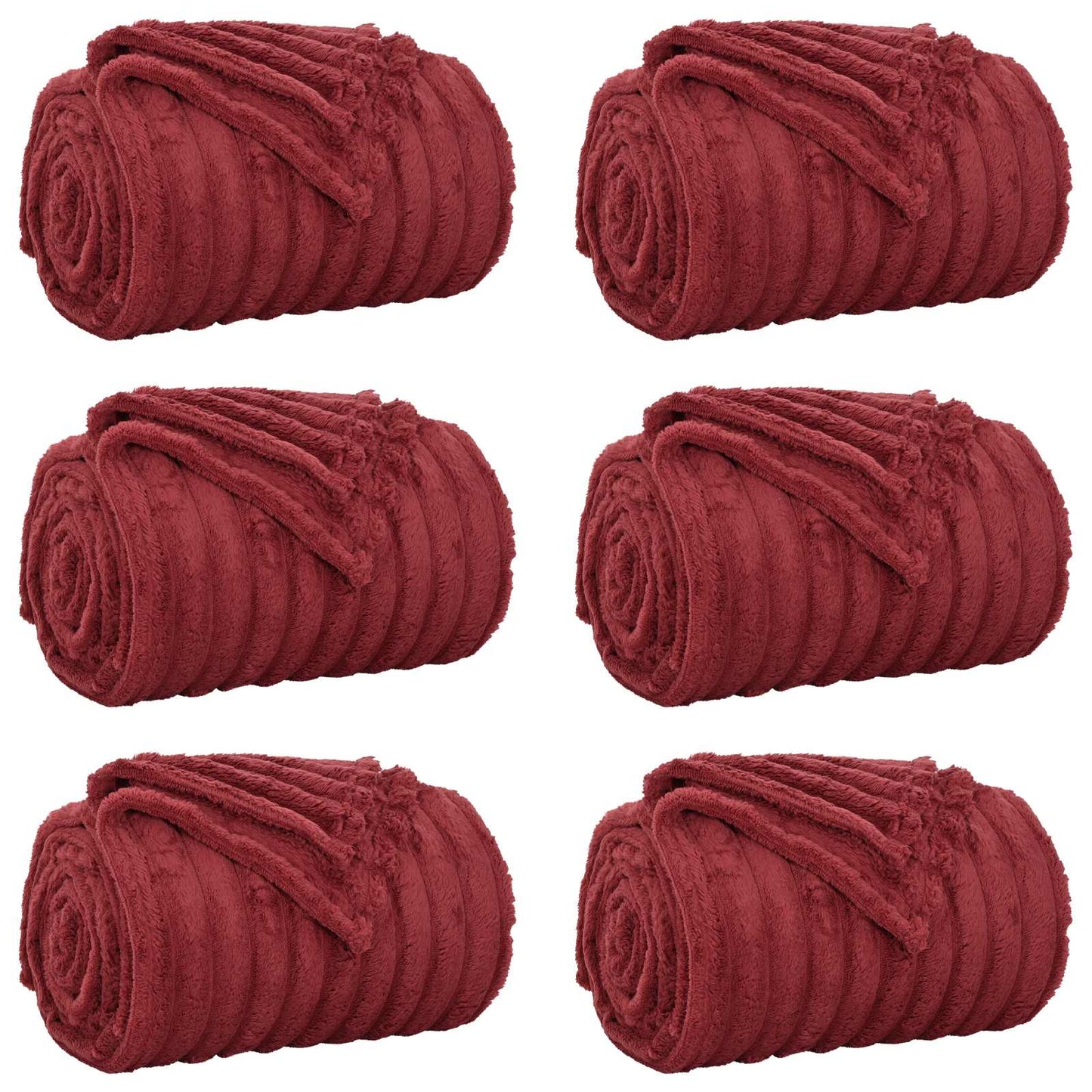 Kastepledd 6 pcs Bordeaux Rød 200 x 150 cm Fleece