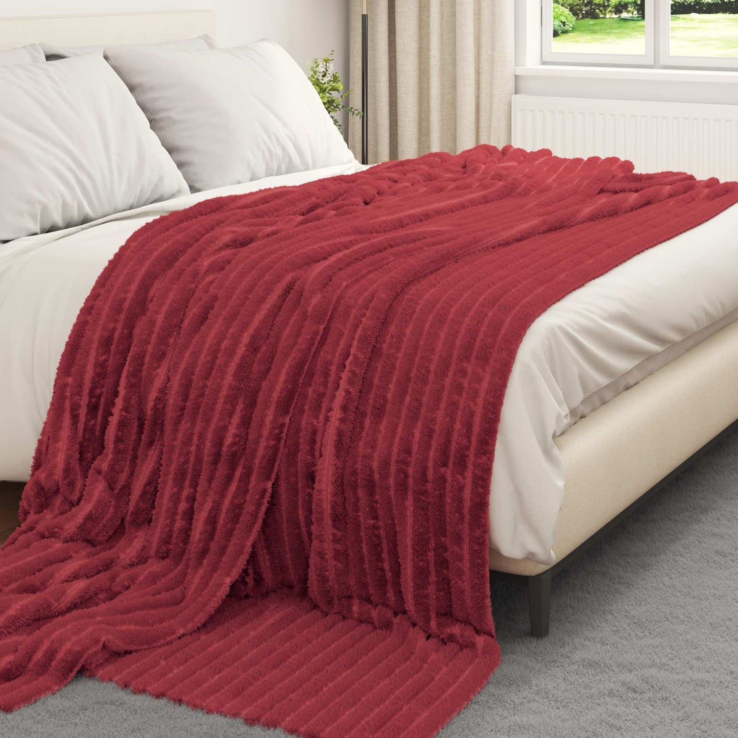 Kastepledd 6 pcs Bordeaux Rød 240 x 220 cm Fleece