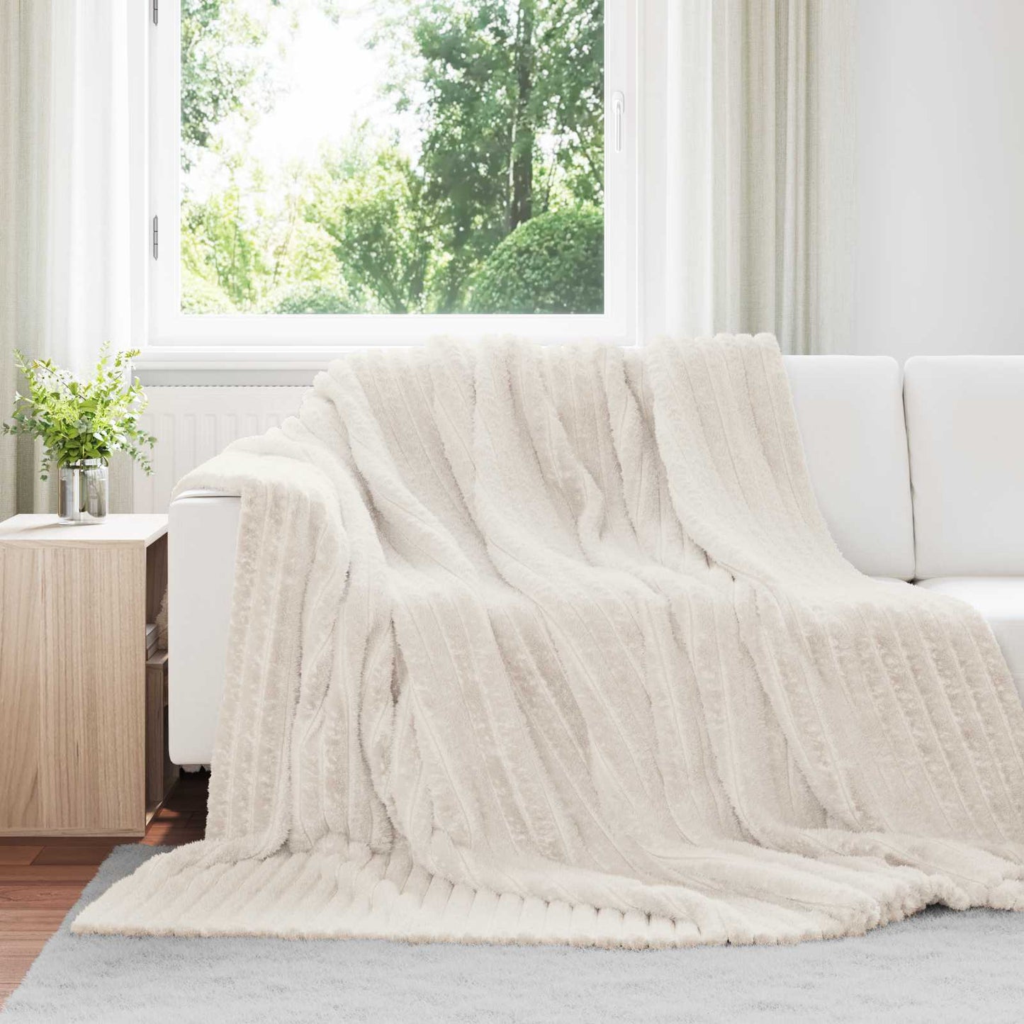 Kastepledd 6 pcs Krem 240 x 220 cm Fleece