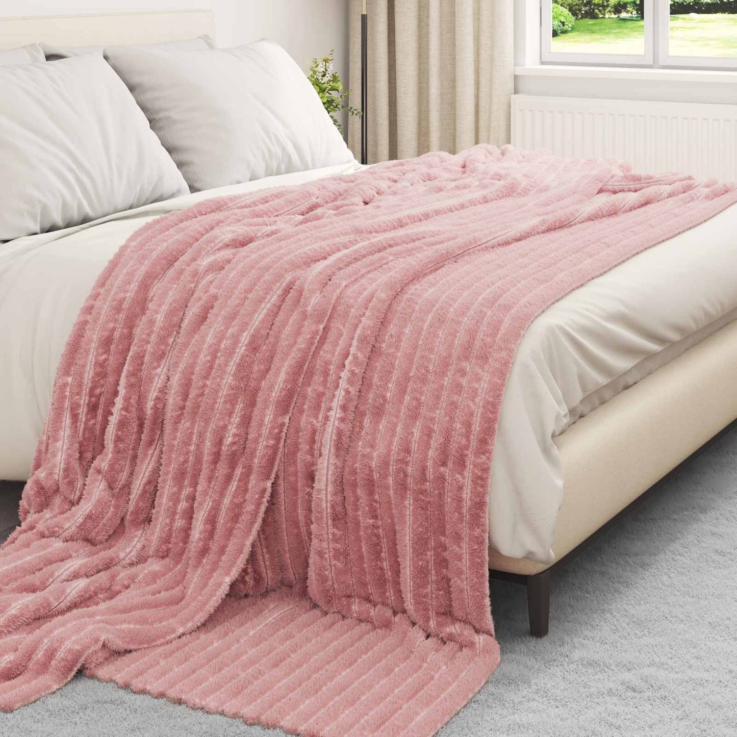 Kastepledd 6 pcs Rosa 240 x 220 cm Fleece vidaXL