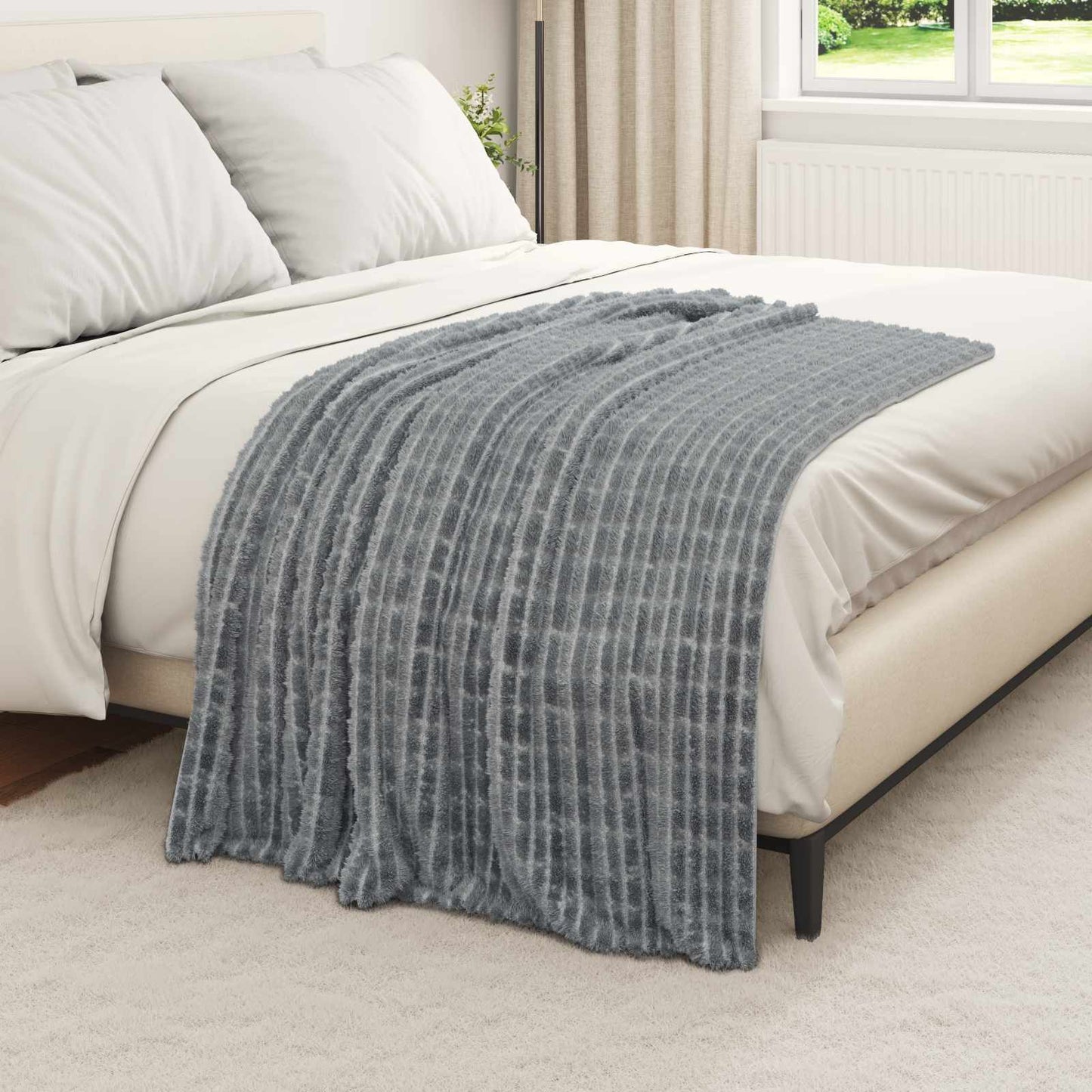 Kastteppe Mørkegrå 150 x 130 cm Fleece