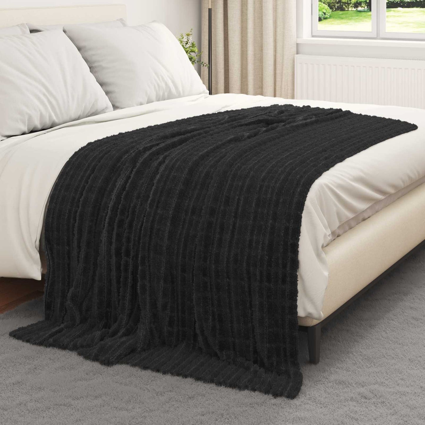 Kastepledd 6 pcs Svart 200 x 150 cm Fleece