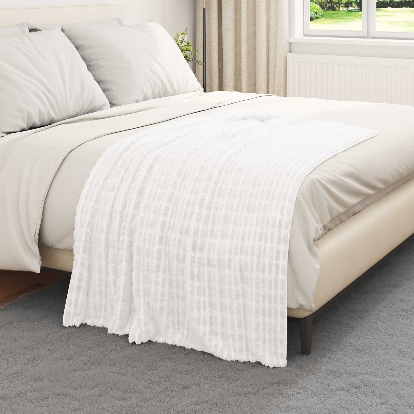 Kastepledd 6 pcs Hvit 150 x 130 cm Fleece