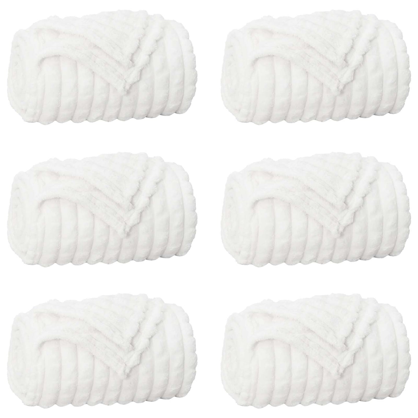 Kastepledd 6 pcs Hvit 150 x 130 cm Fleece