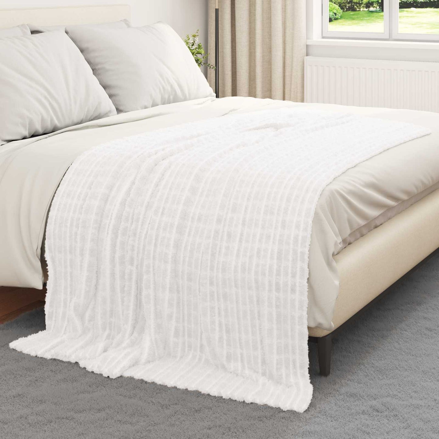 Kastepledd 6 pcs Hvit 200 x 150 cm Fleece