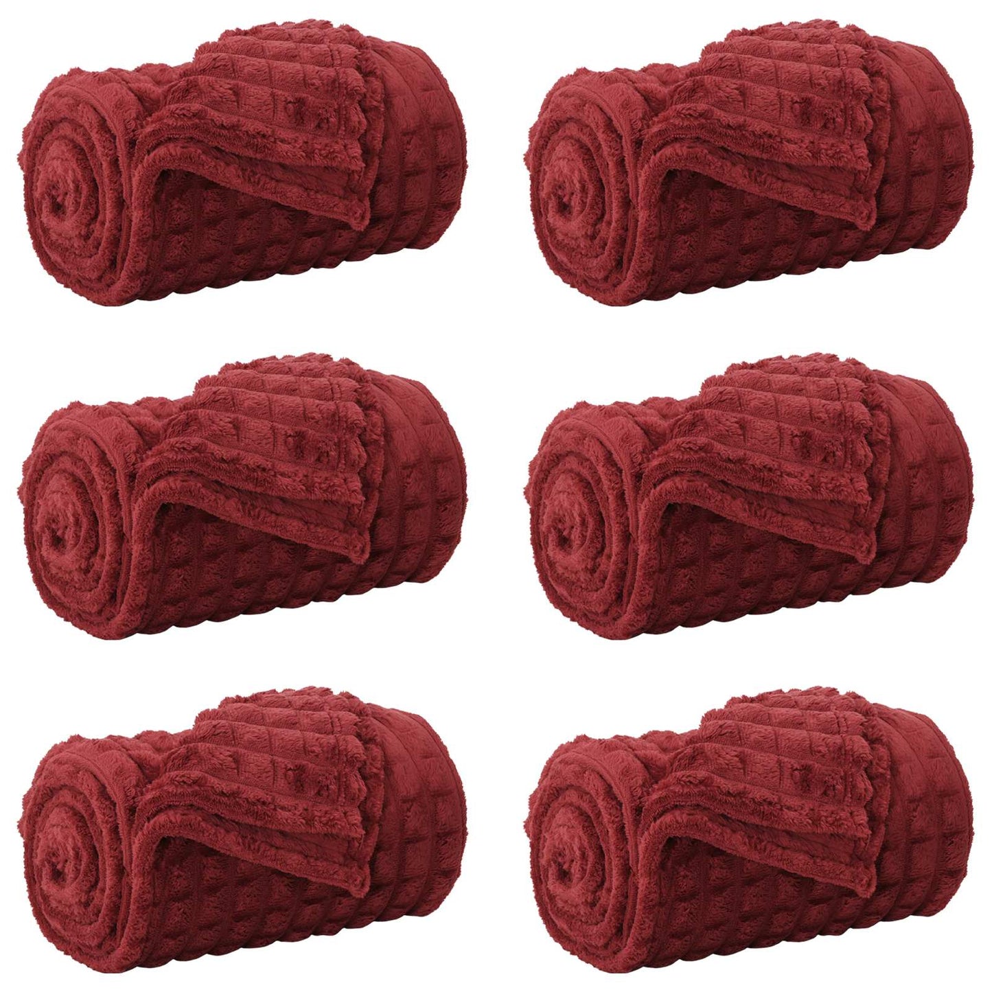 Kastepledd 6 pcs Bordeaux Rød 240 x 220 cm Fleece