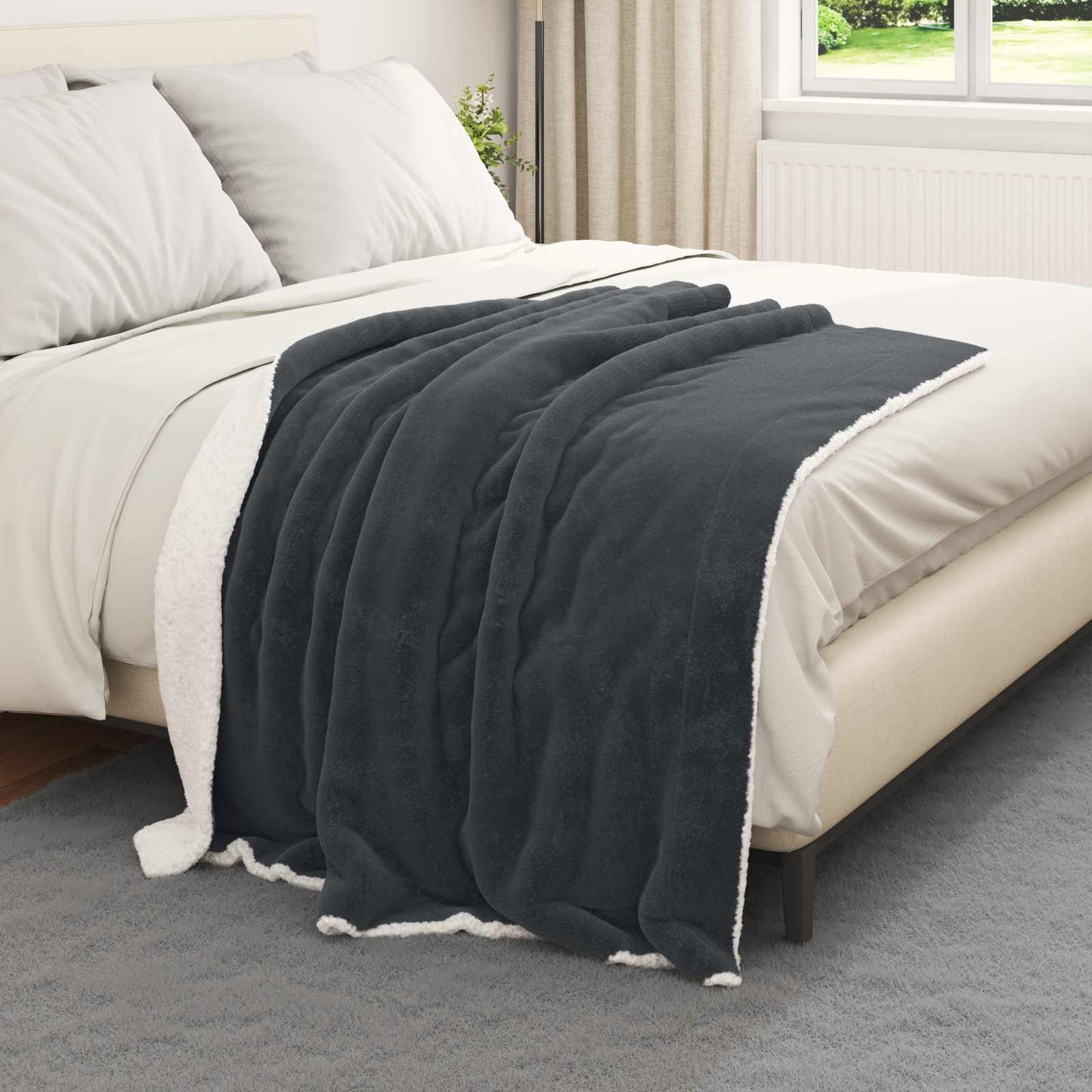Kastteppe Mørkegrå 130 x 150 cm Fleece