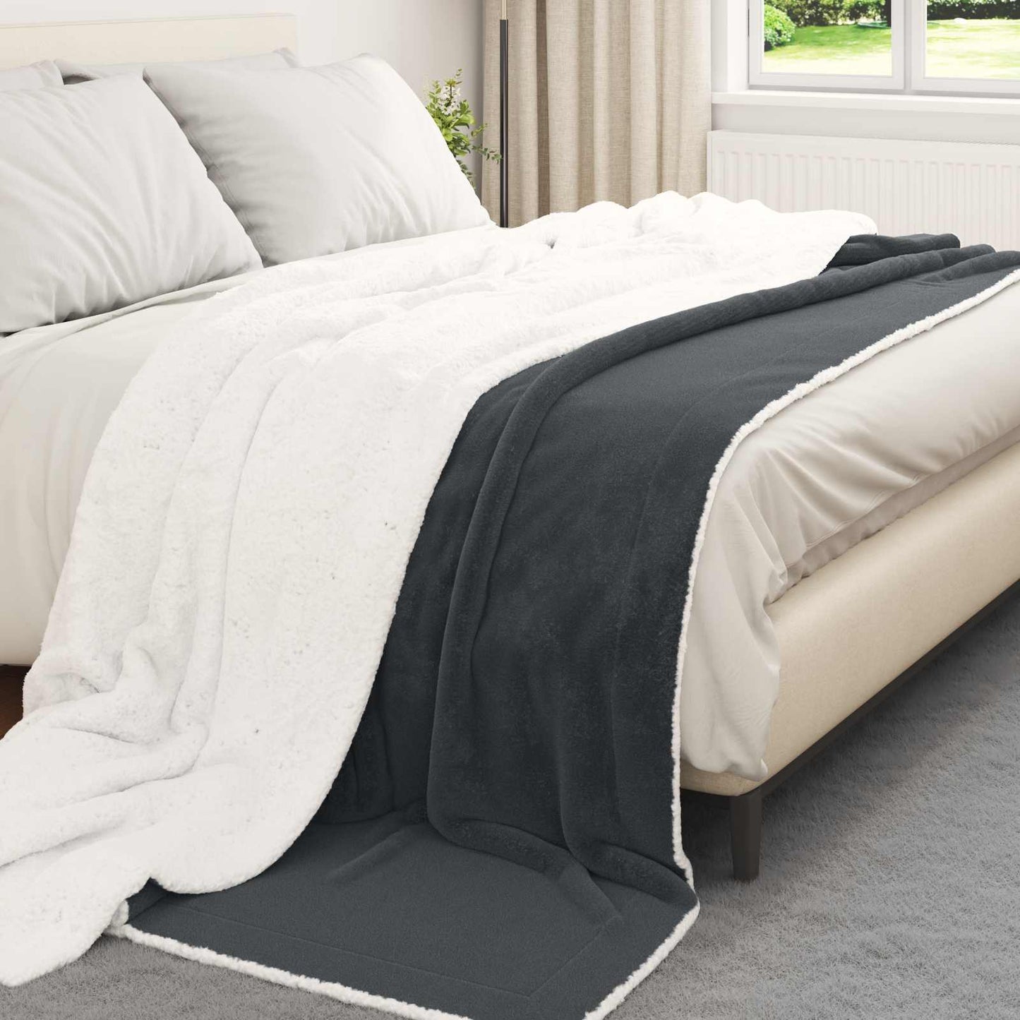 Kastteppe Mørkegrå 220 x 240 cm Fleece
