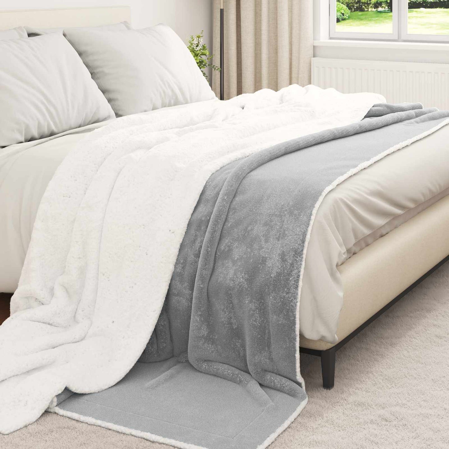 Kastteppe Grå 240 x 270 cm Fleece
