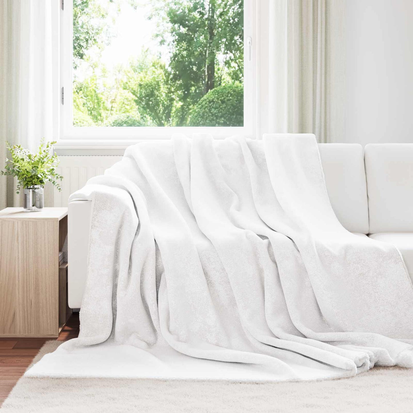Kastteppe Hvit 240 x 270 cm Fleece