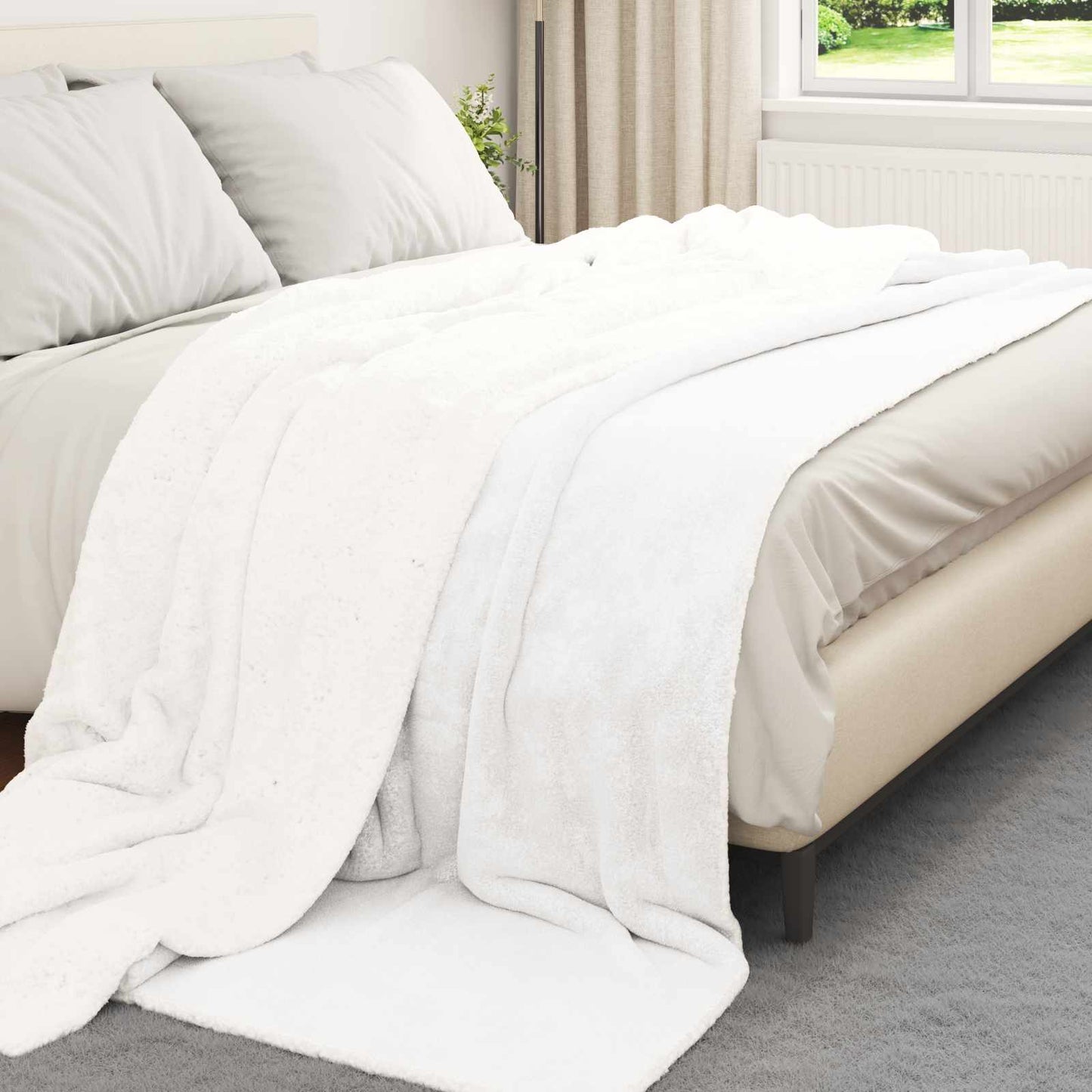 Kastteppe Hvit 240 x 270 cm Fleece