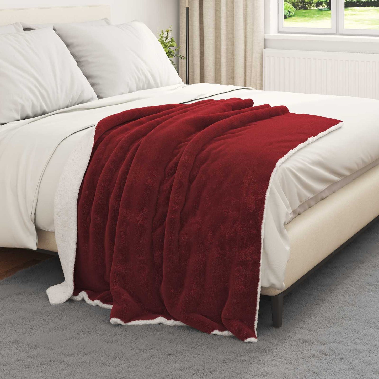 Kastteppe Bordeaux Rød 130 x 150 cm Fleece