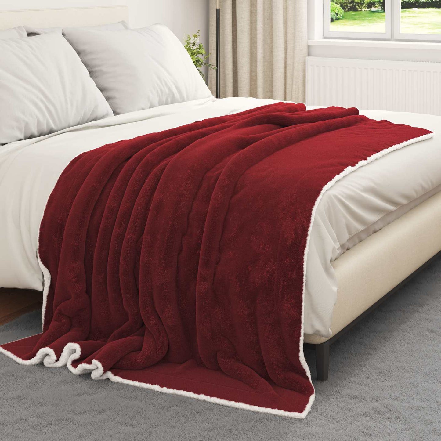 Kastteppe Bordeaux Rød 150 x 200 cm Fleece