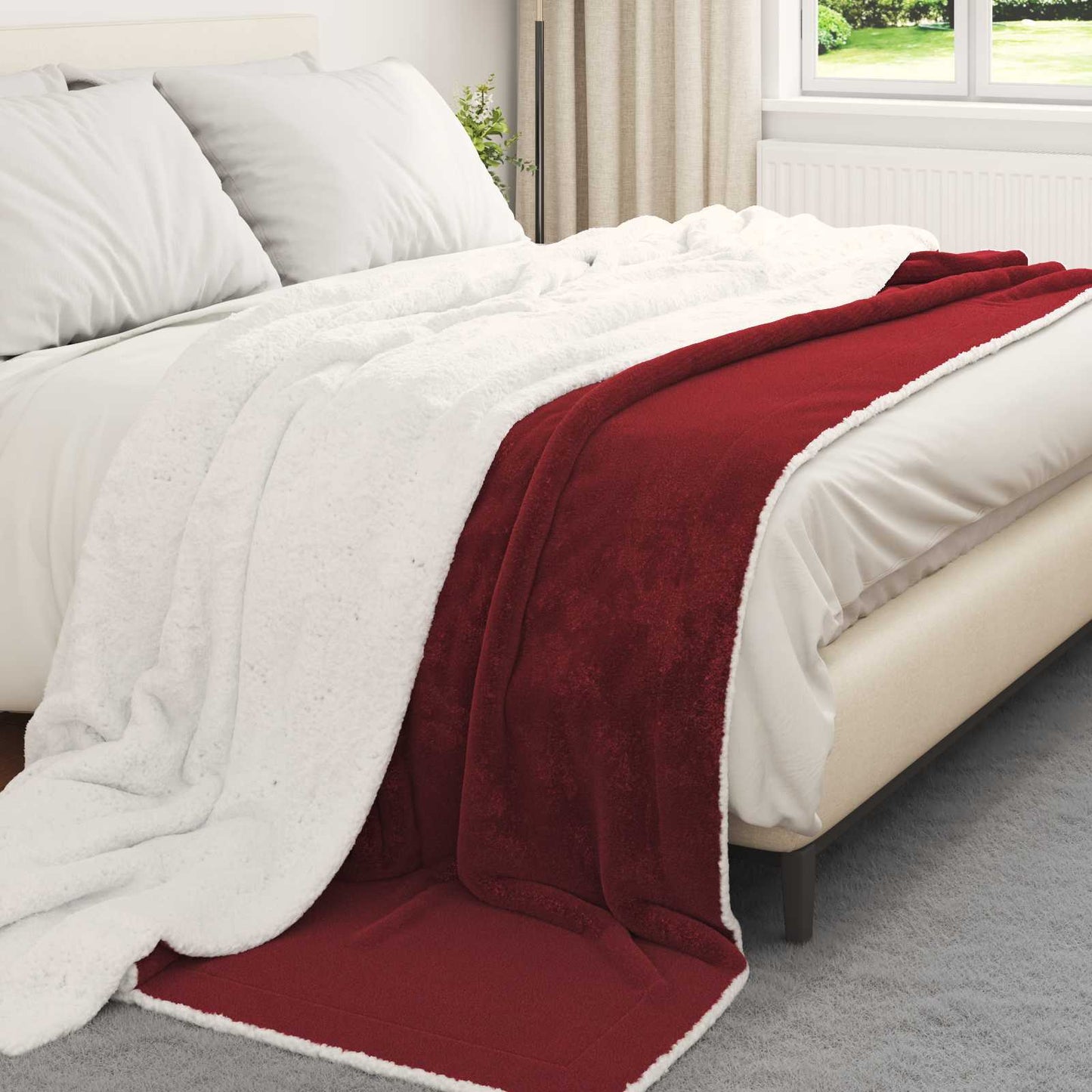 Kastteppe Bordeaux Rød 240 x 270 cm Fleece