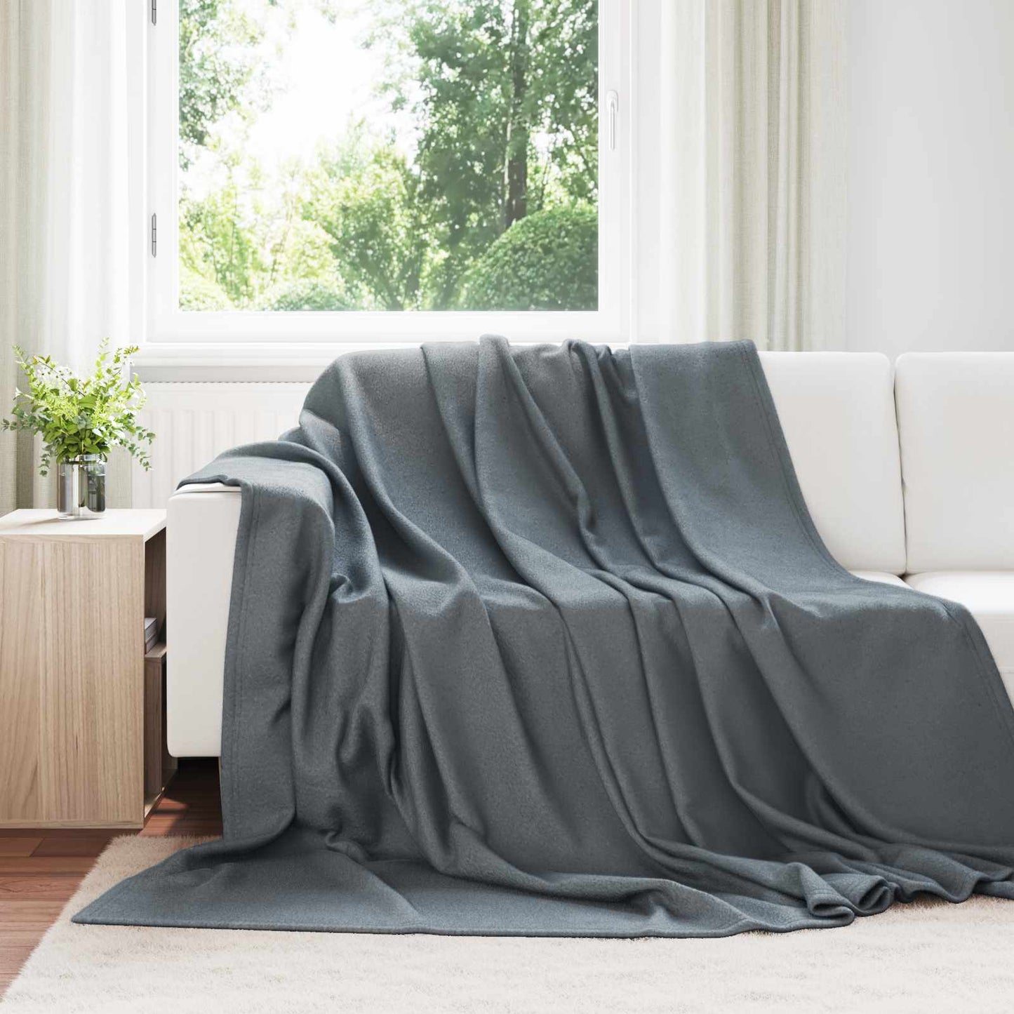 Kastteppe Mørkegrå 240 x 220 cm Fleece