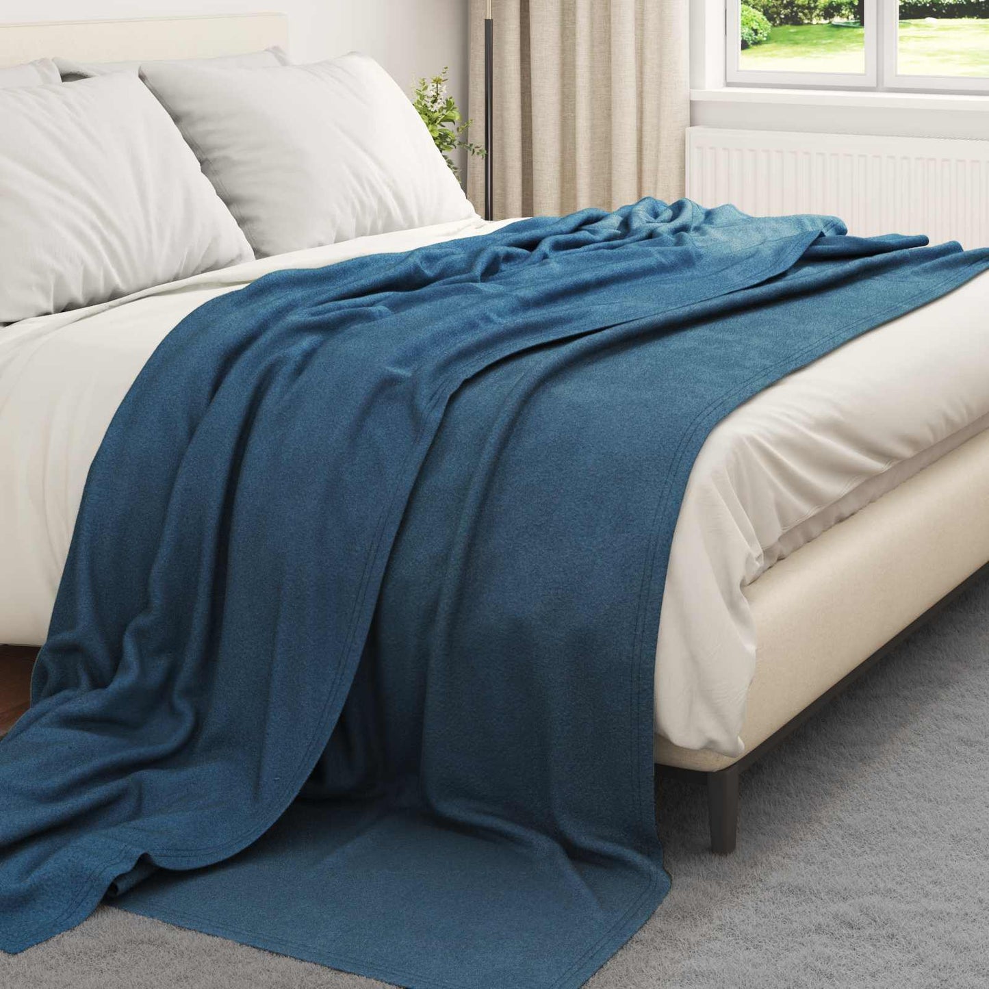 Kastteppe Marineblå 240 x 220 cm Fleece