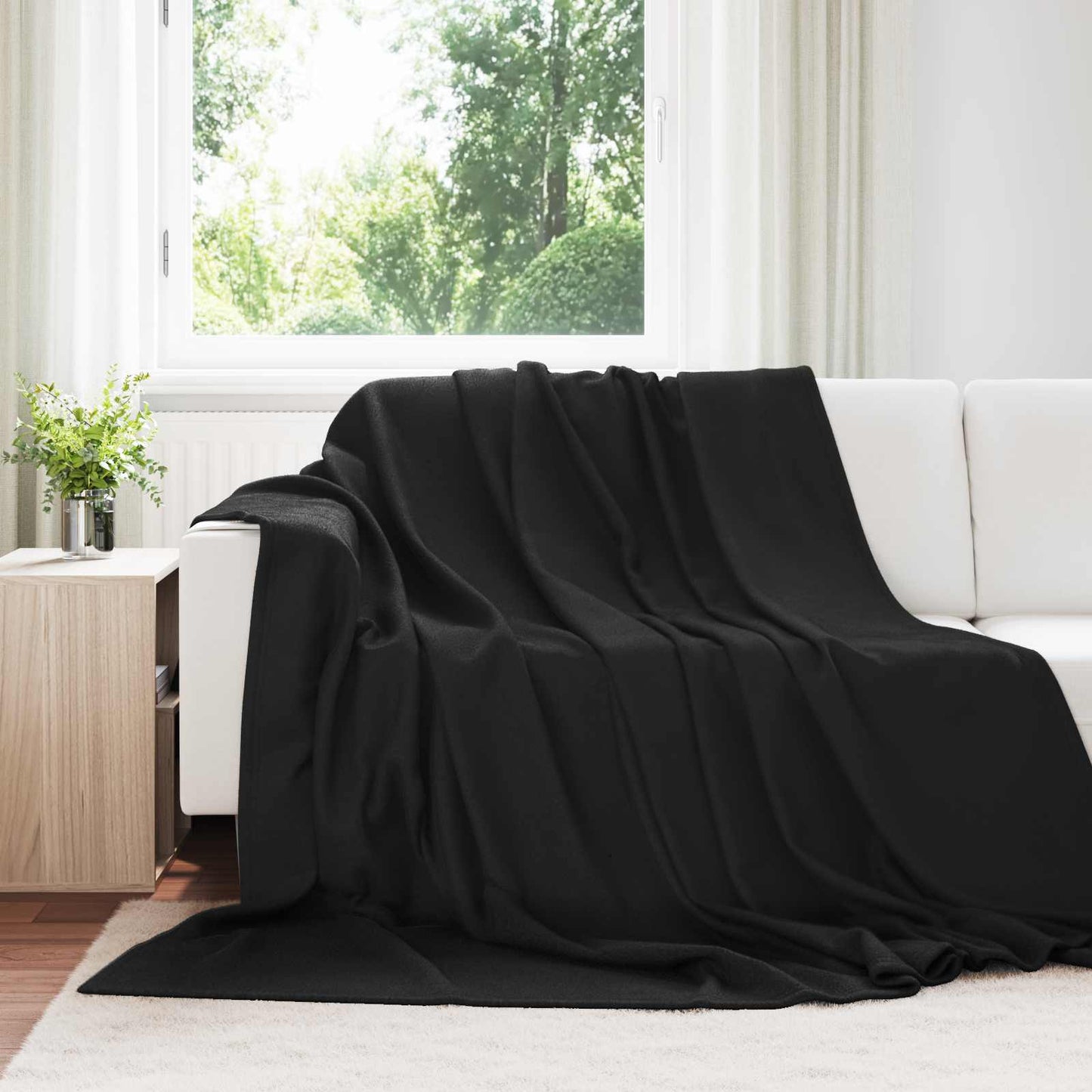 Kastteppe Svart 240 x 220 cm Fleece