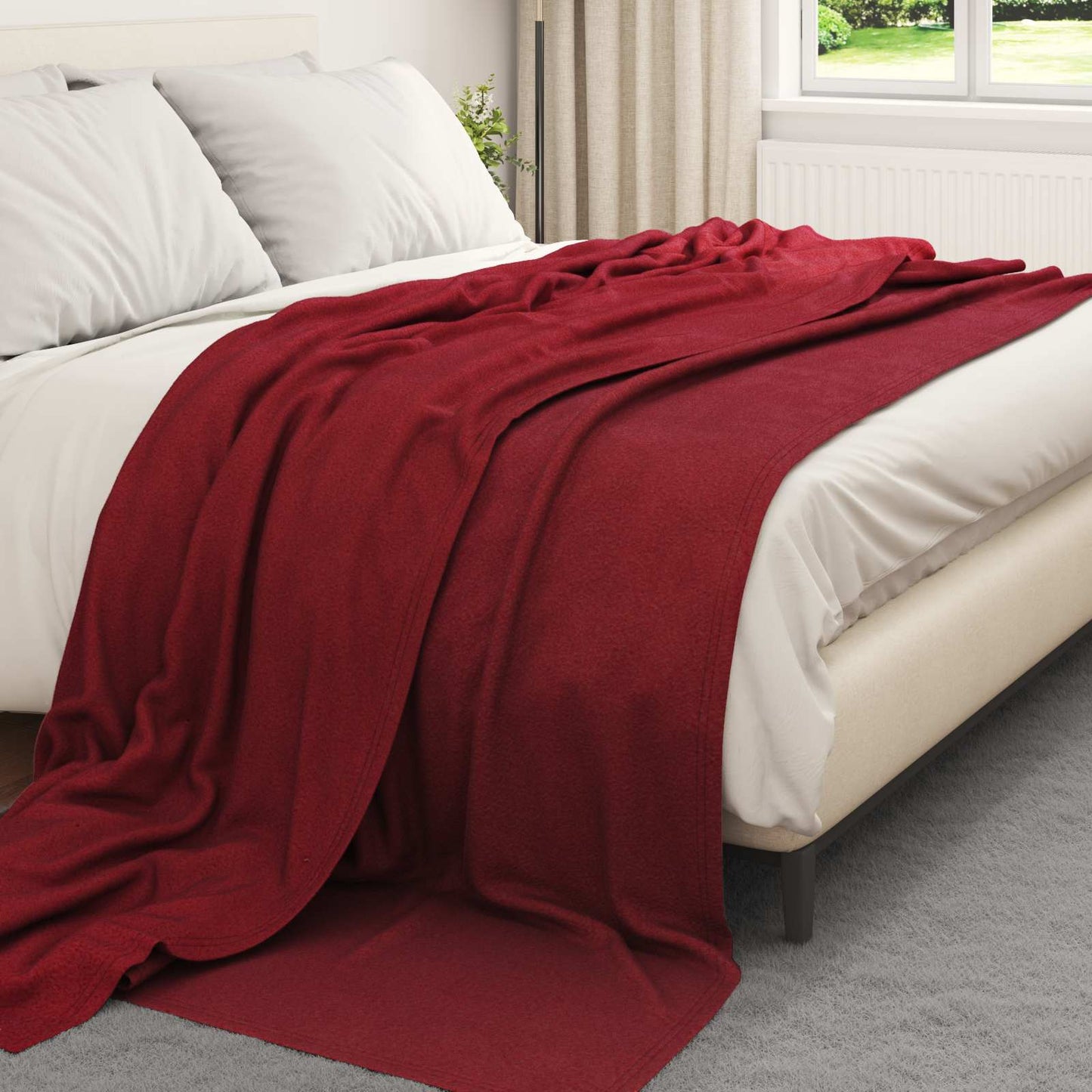 Kastepledd 6 pcs Bordeaux Rød 240 x 220 cm Fleece