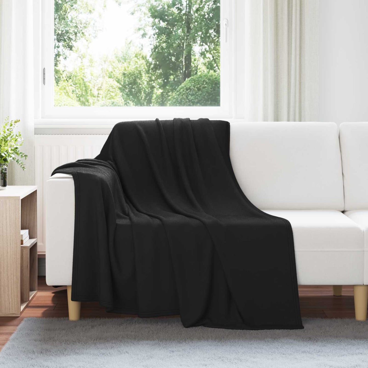 Kastepledd 24 pcs Svart 200 x 150 cm Fleece