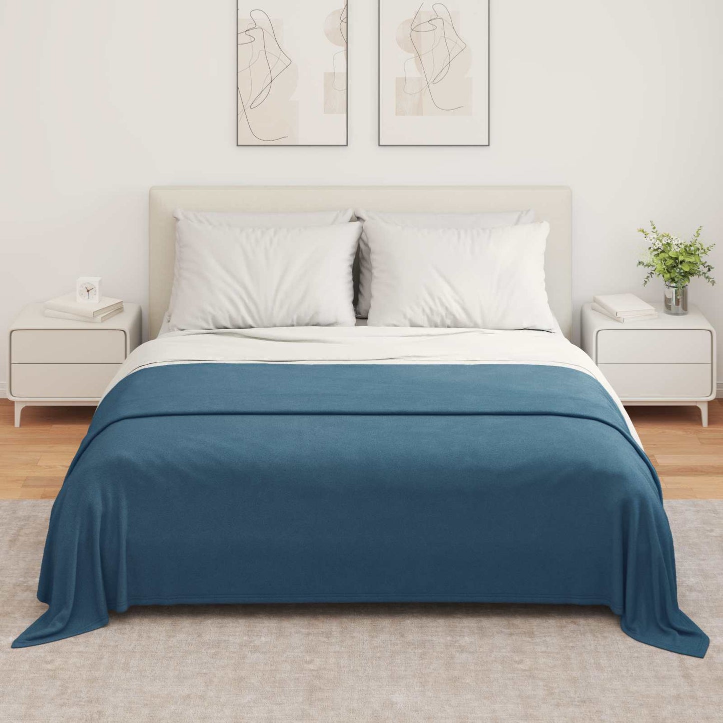 Kastepledd 6 pcs Marineblå 280 x 210 cm Fleece