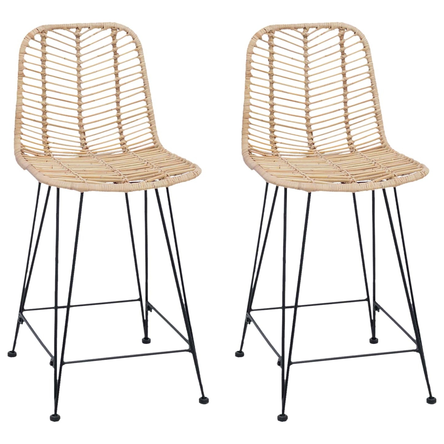 Barstol 2 pcs 44,5 x 54,5 x 97,5 cm Rattan og Jern