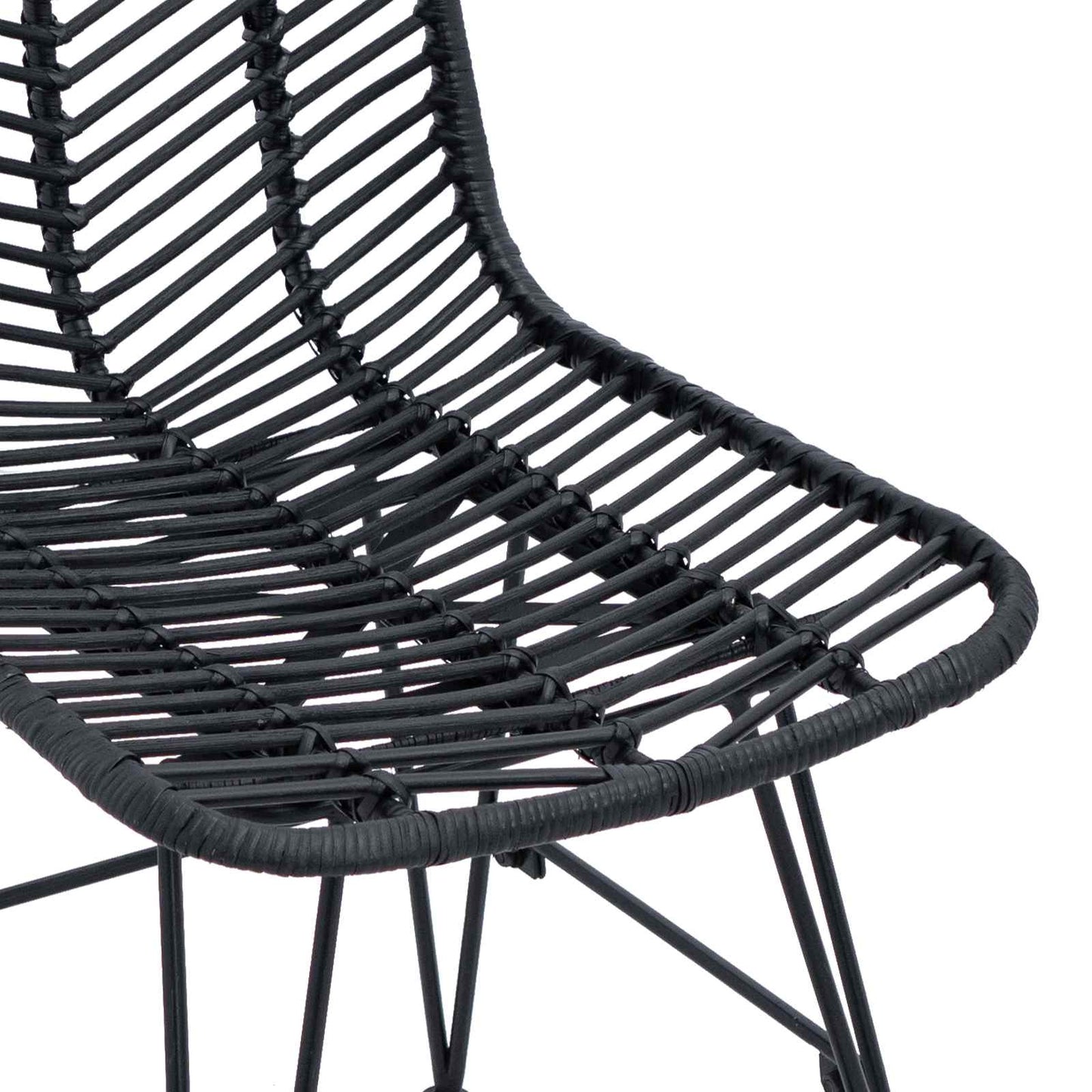 Spisestuestol 2 pcs Rattan og Jern Svart 44,5 x 54,5 x 85 cm