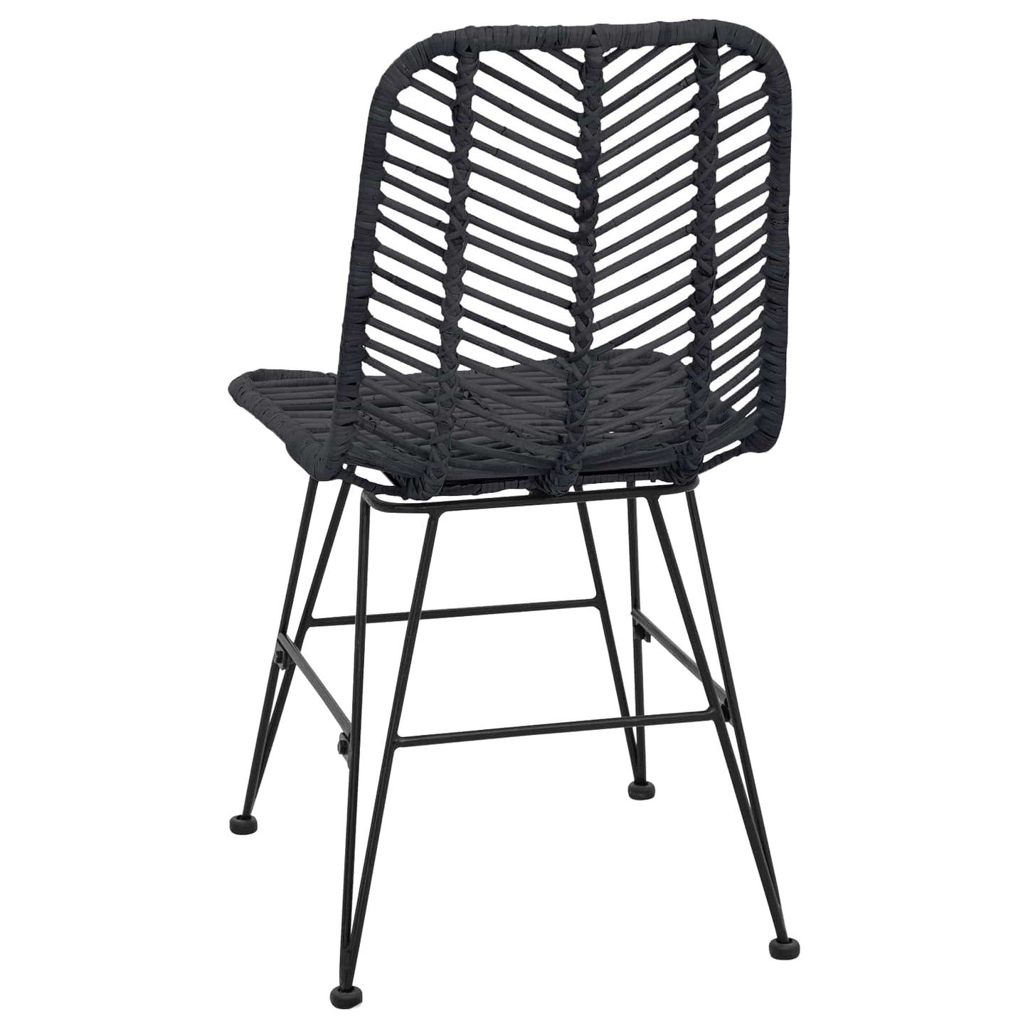 Spisestuestol 2 pcs Rattan og Jern Svart 44,5 x 54,5 x 85 cm