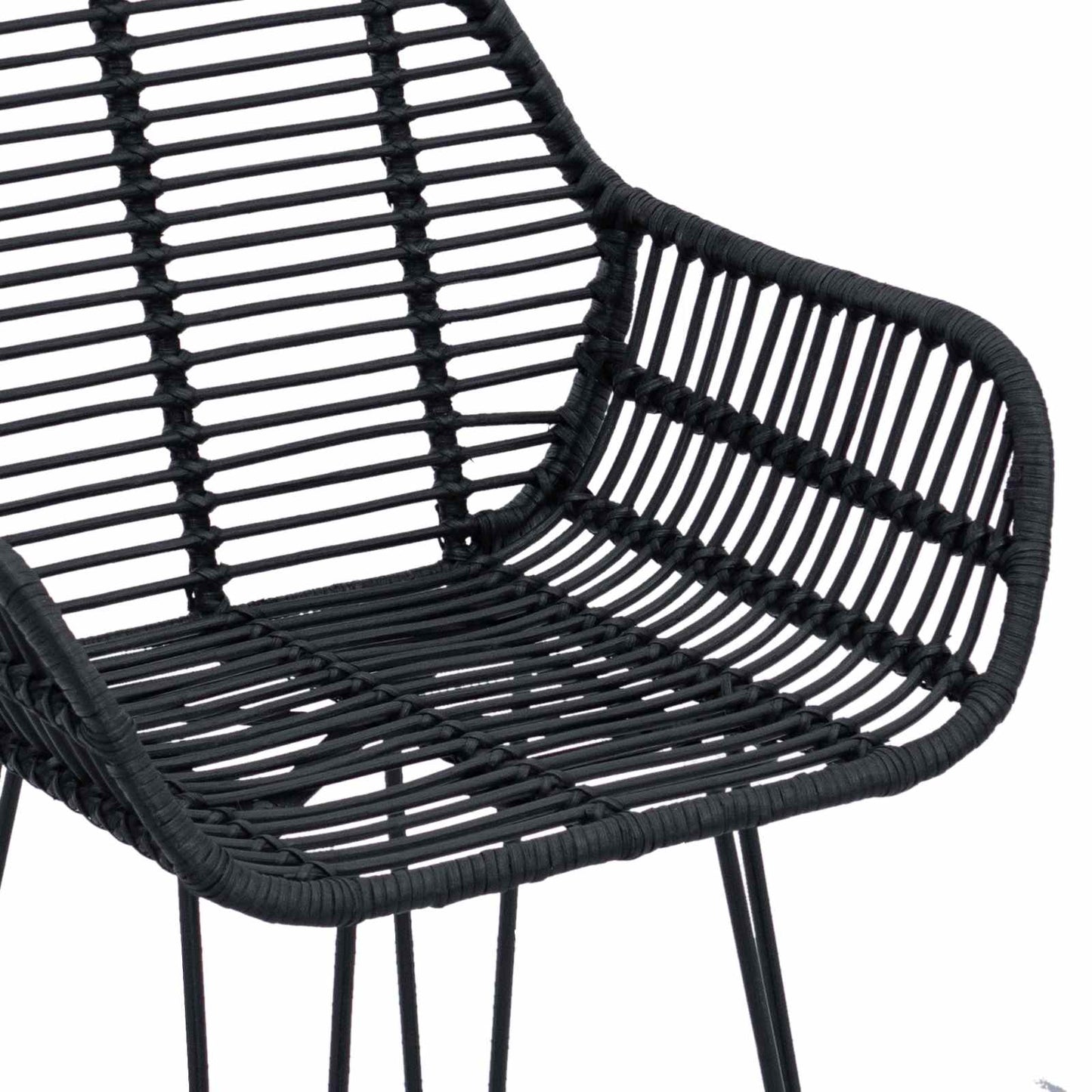 Barstol 2 pcs 55 x 52 x 92 cm Rattan og Jern
