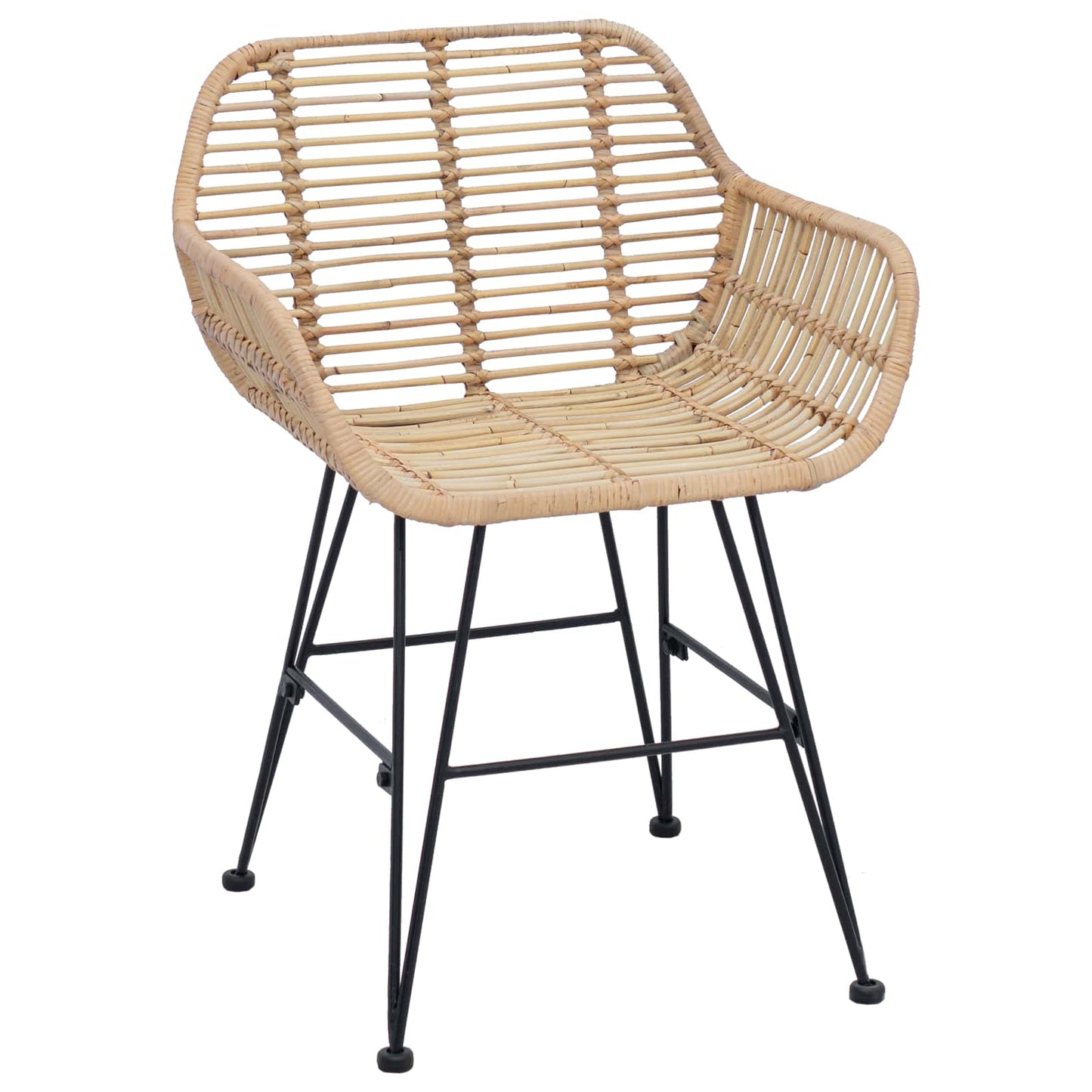 Spisestuestol 2 pcs Rattan og Jern Naturlig 55 x 50 x 74 cm