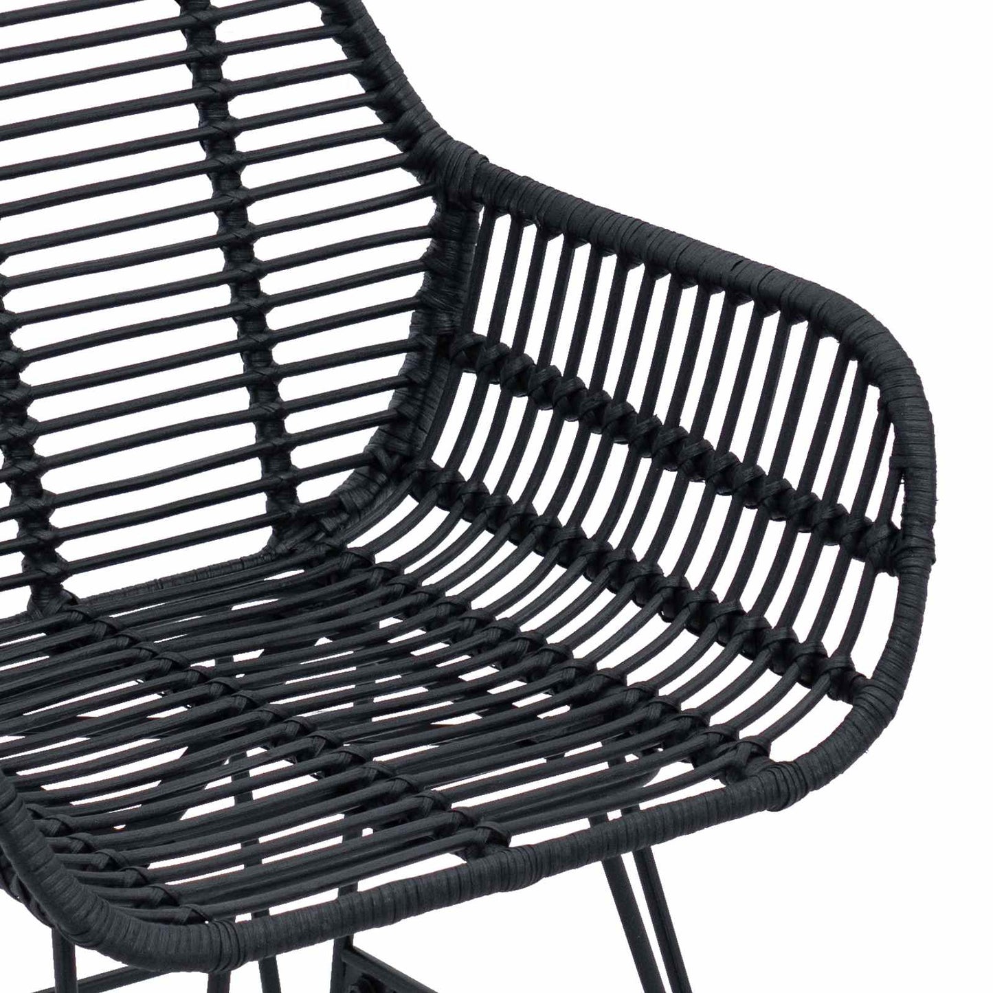 Spisestuestol 2 pcs Rattan og Jern Svart 55 x 50 x 74 cm
