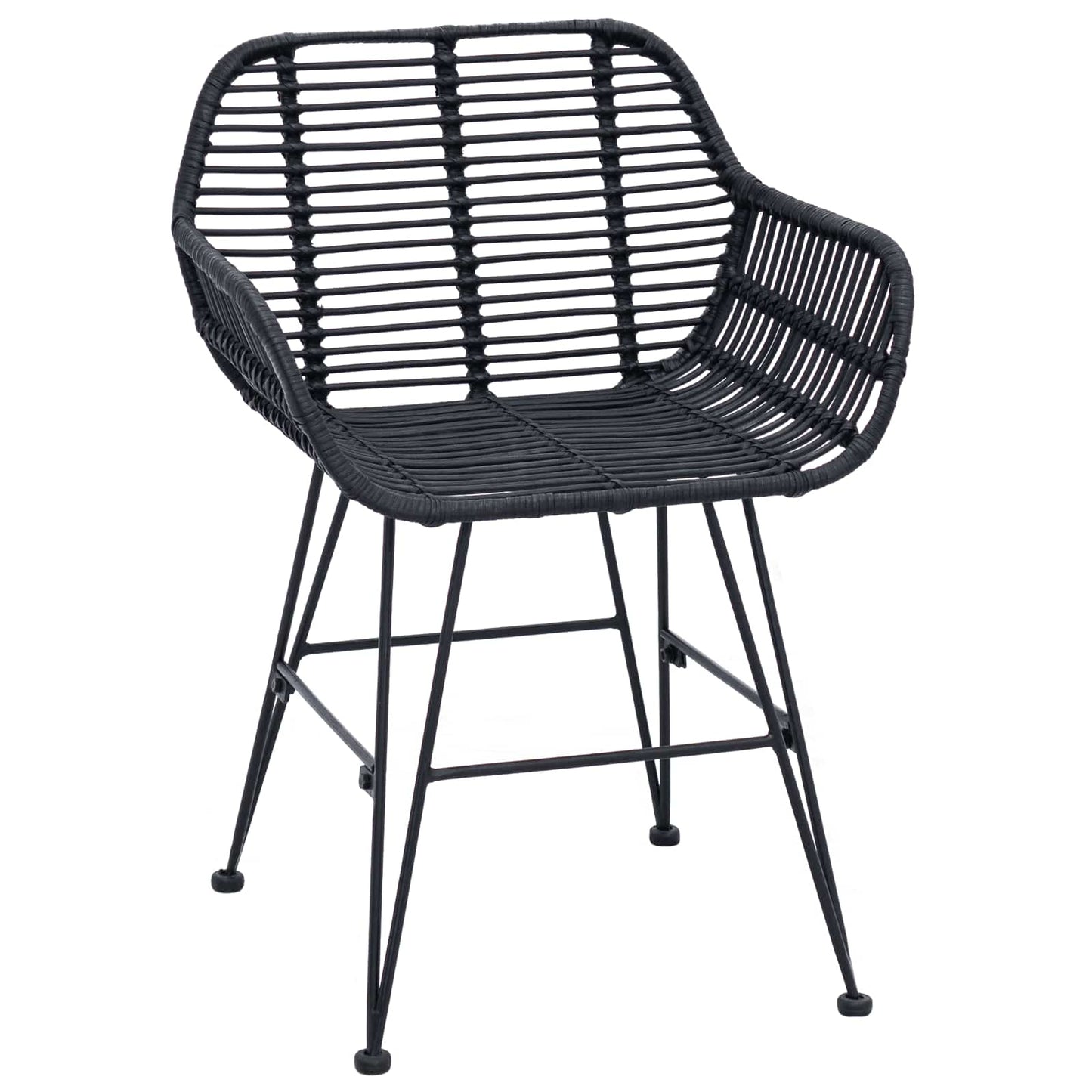Spisestuestol 2 pcs Rattan og Jern Svart 55 x 50 x 74 cm