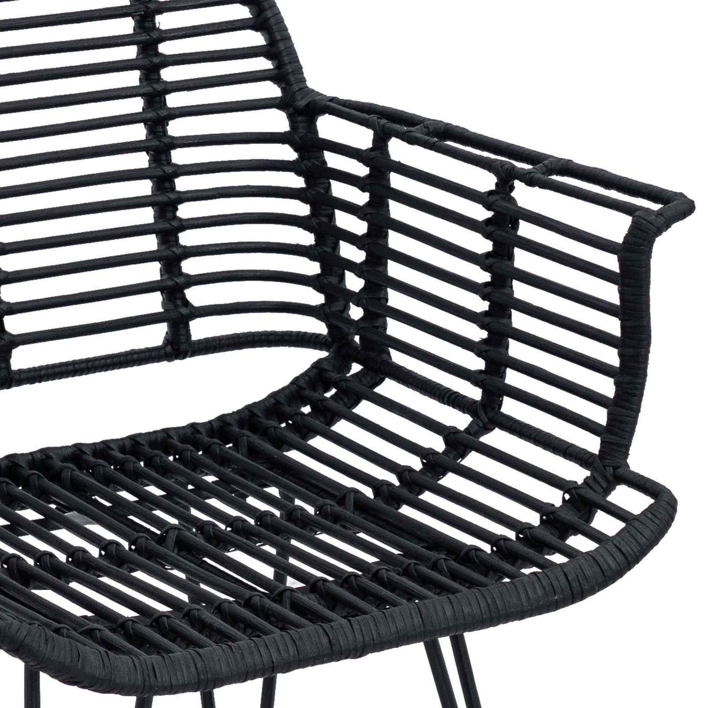 Spisestuestol 2 pcs Rattan og Jern Svart 57 x 55 x 85 cm