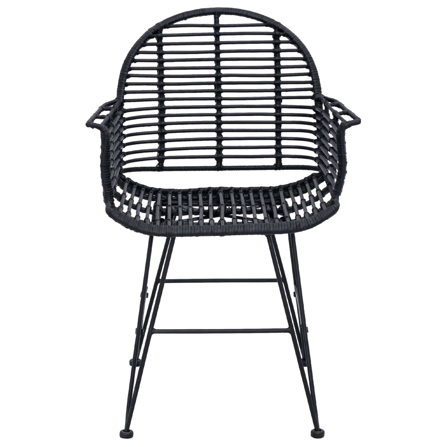Spisestuestol 2 pcs Rattan og Jern Svart 57 x 55 x 85 cm